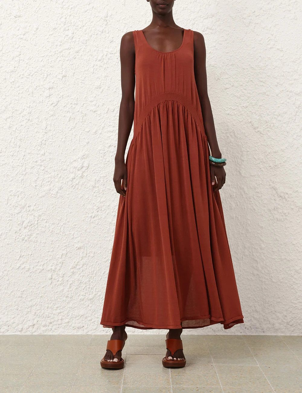 Zimmermann oc11z0226 Illuminate Gathered Maxi Dress In Rust Size XS / US 0-2 / IT 36-38 - 2 Thumbnail