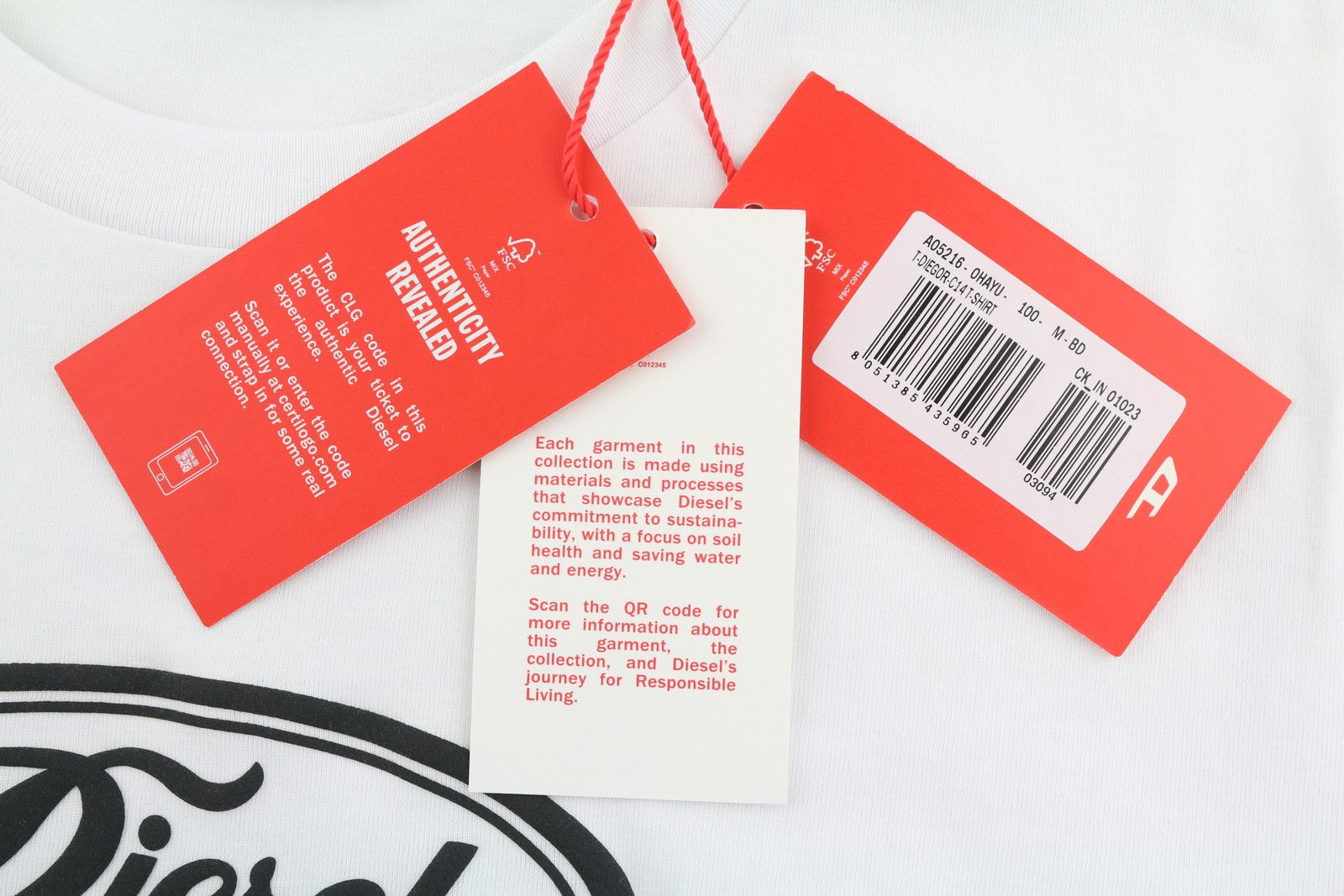 Diesel T-DIEGOR-C14 M White Crew Front Logo T-Shirt 41185 Size US M / EU 48-50 / 2 - 5 Thumbnail