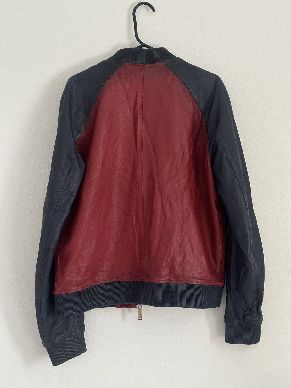 Dsquared2 Dsquared2 Ovine Leather Boomber Jacket Racing Moto Red/Blue Size US L / EU 52-54 / 3 - 3 Thumbnail