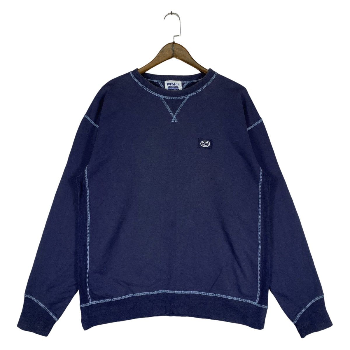 Vintage Vintage Mido’s Crewneck Sweatshirt Navy Blue Pullover Jumper Size US L / EU 52-54 / 3 - 1 Thumbnail