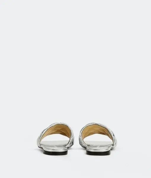 Bottega Veneta o1n1vont1224 Padded Flat Sandals Lambskin in Silver Size US 4 / IT 34 - 2 Thumbnail
