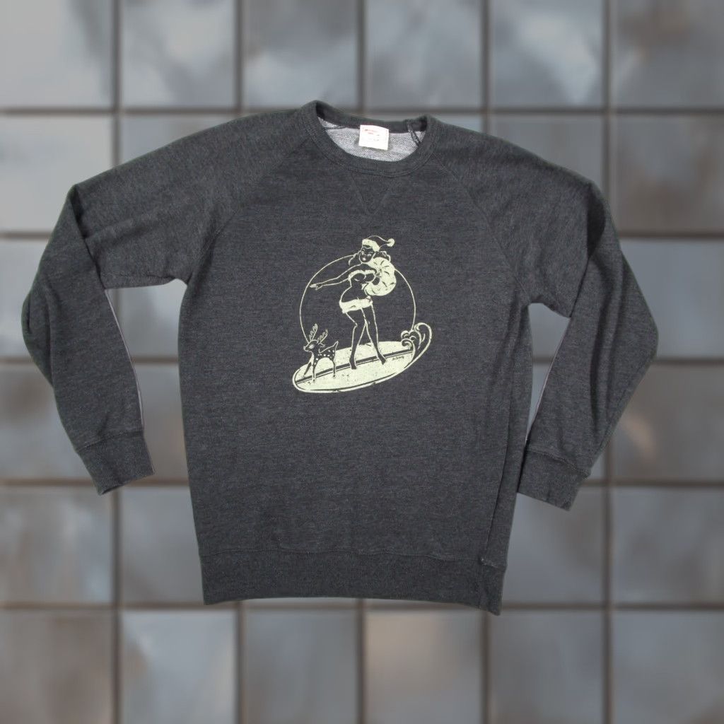 Vintage Mischief Made Women's Sweatshirt Large Gray Holiday Surfer Pinup Crew Neck Pullover Fleece Retro USA Size L / US 10 / IT 46 - 1 Thumbnail