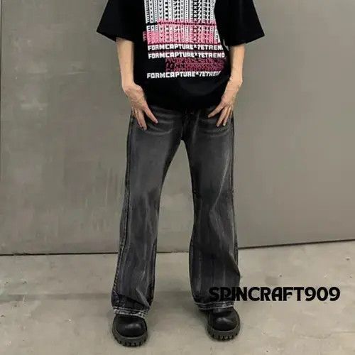 Jean Black Washed Stacked Denim Jeans Size US 32 / EU 48 - 6 Thumbnail