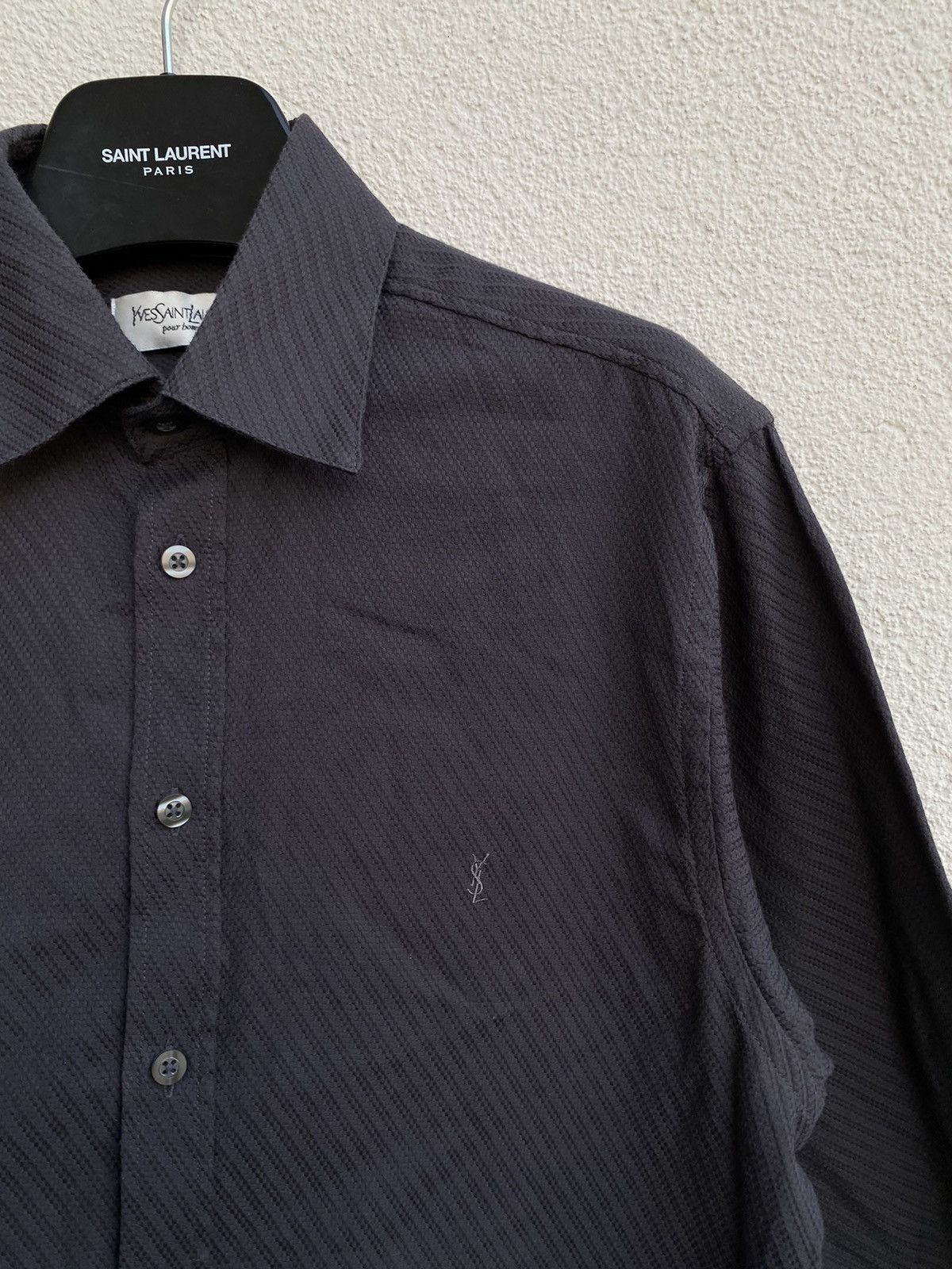 Yves Saint Laurent Carbon YSL Shirt Dark Grey Size US M / EU 48-50 / 2 - 14 Thumbnail