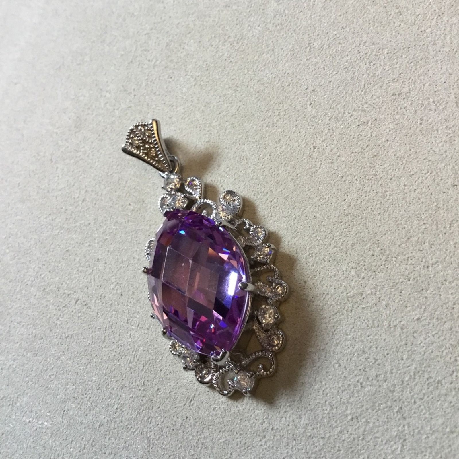 Other Sterling Silver Purple Crystal Statement Pendant Size ONE SIZE - 4 Thumbnail