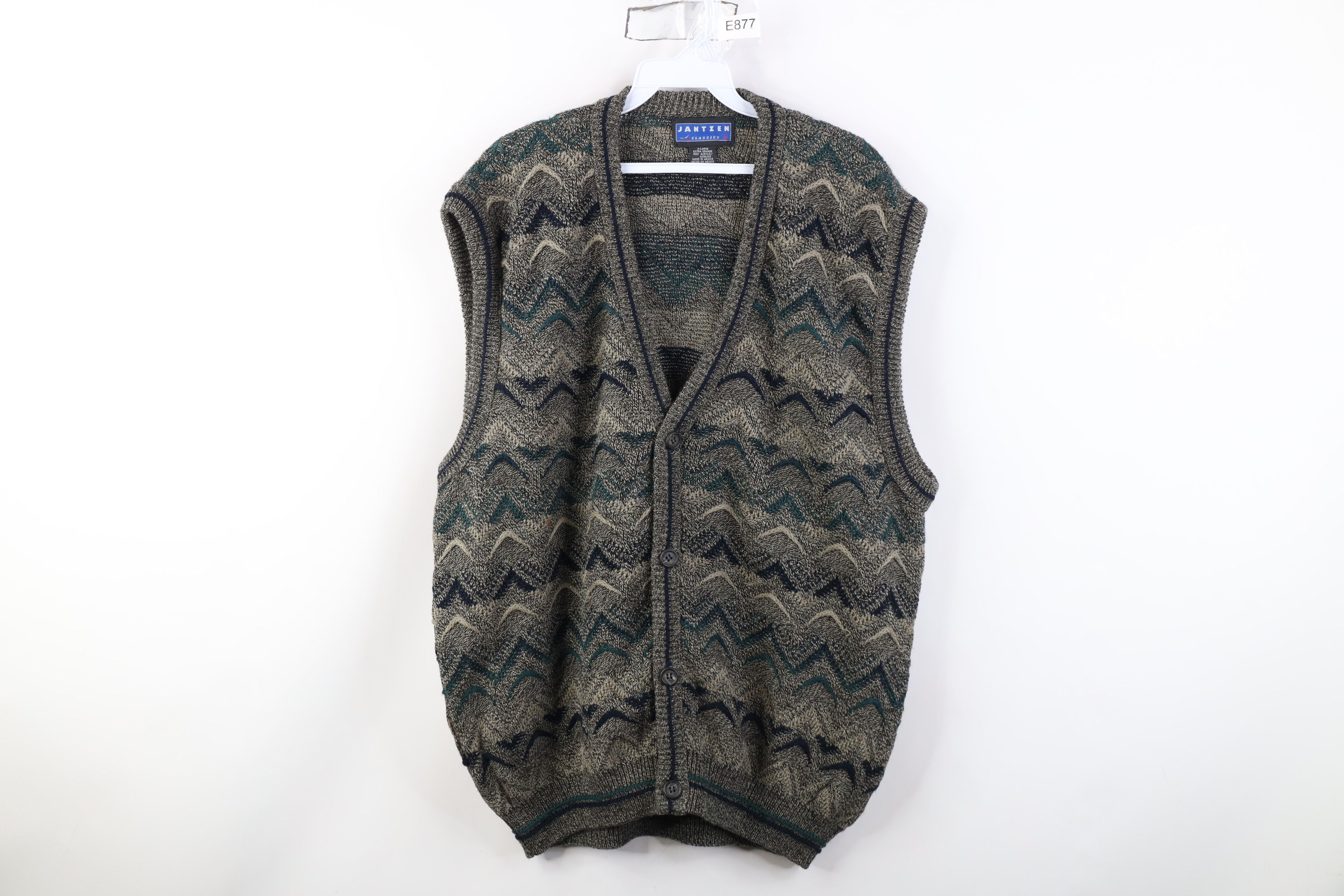 Vintage Vintage 90s Coogi Style Knit Cardigan Sweater Vest Size XL / US 12-14 / IT 48-50 - 1 Thumbnail