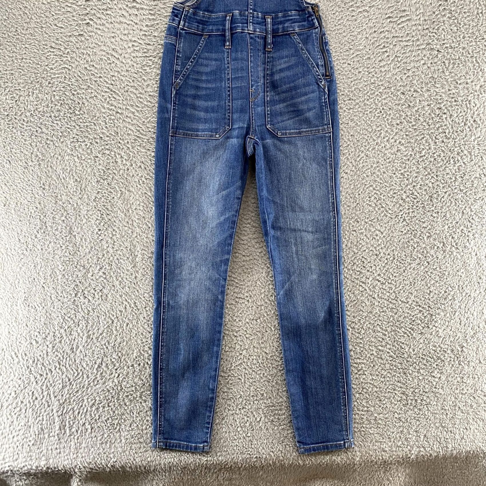 Madewell Madewell Overalls Womens XS Denim Blue Skinny Stretch Pockets Cotton Polyester Spandex Denim One-Piece Size 26" / US 2 / IT 38 - 3 Thumbnail