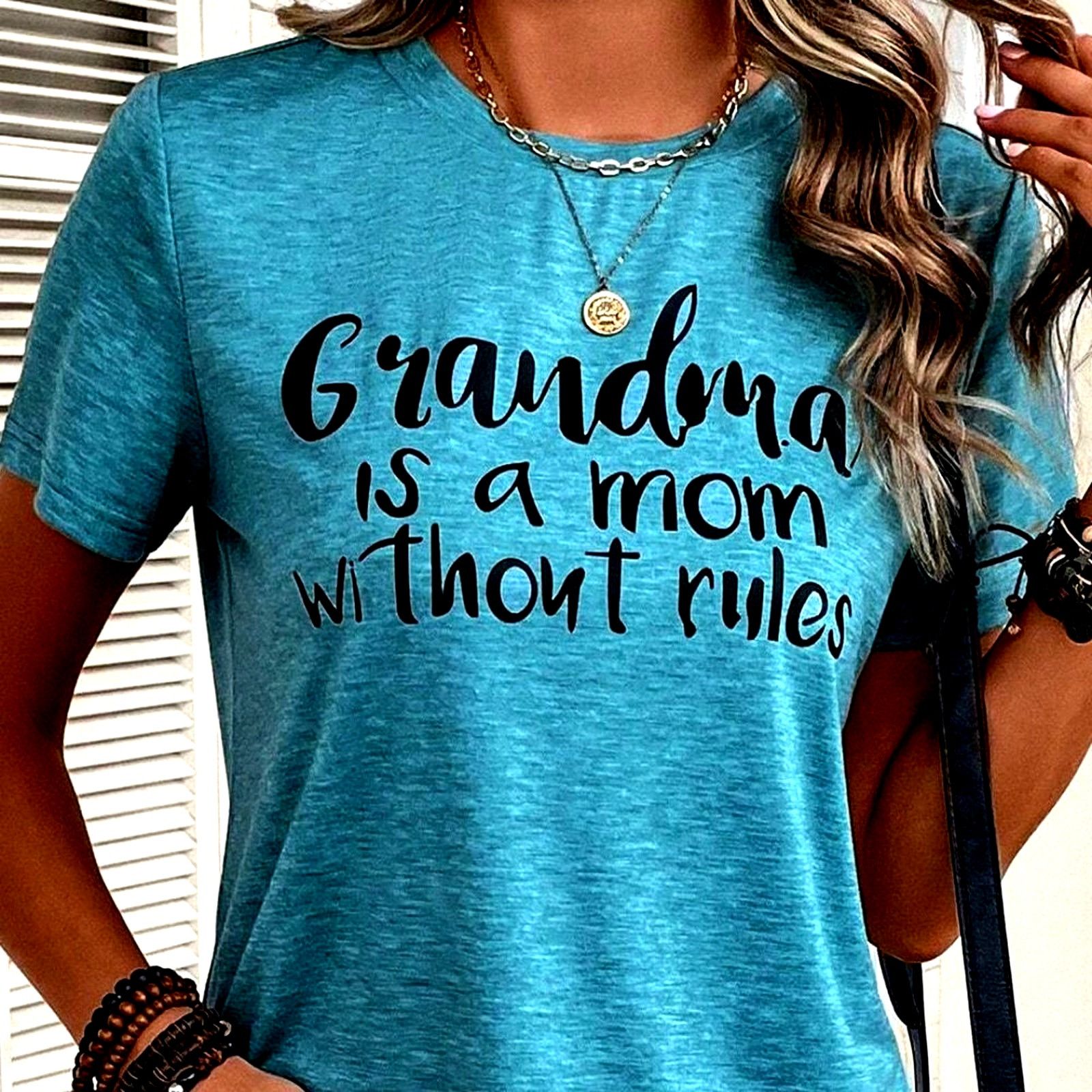 Other "Grandma is a Mom Without Rules" Graphic Tee Blue XL(12) Size XL / US 12-14 / IT 48-50 - 3 Thumbnail