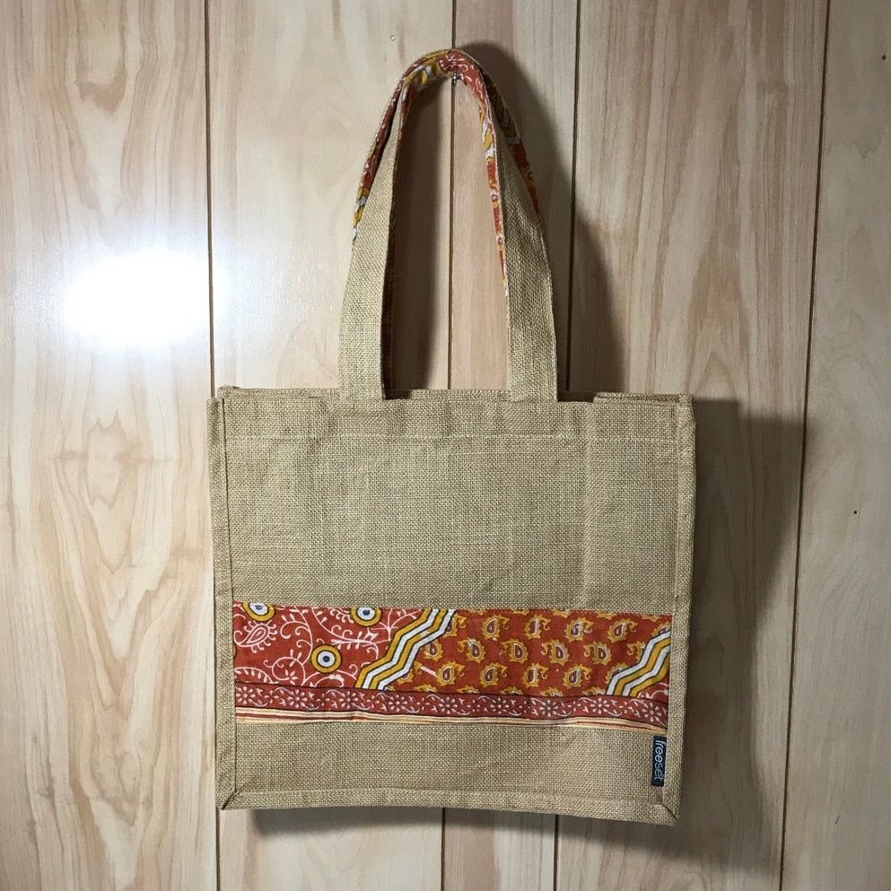 Freeset Burlap Wide Handle Large Tote Bag in Brown, Women's