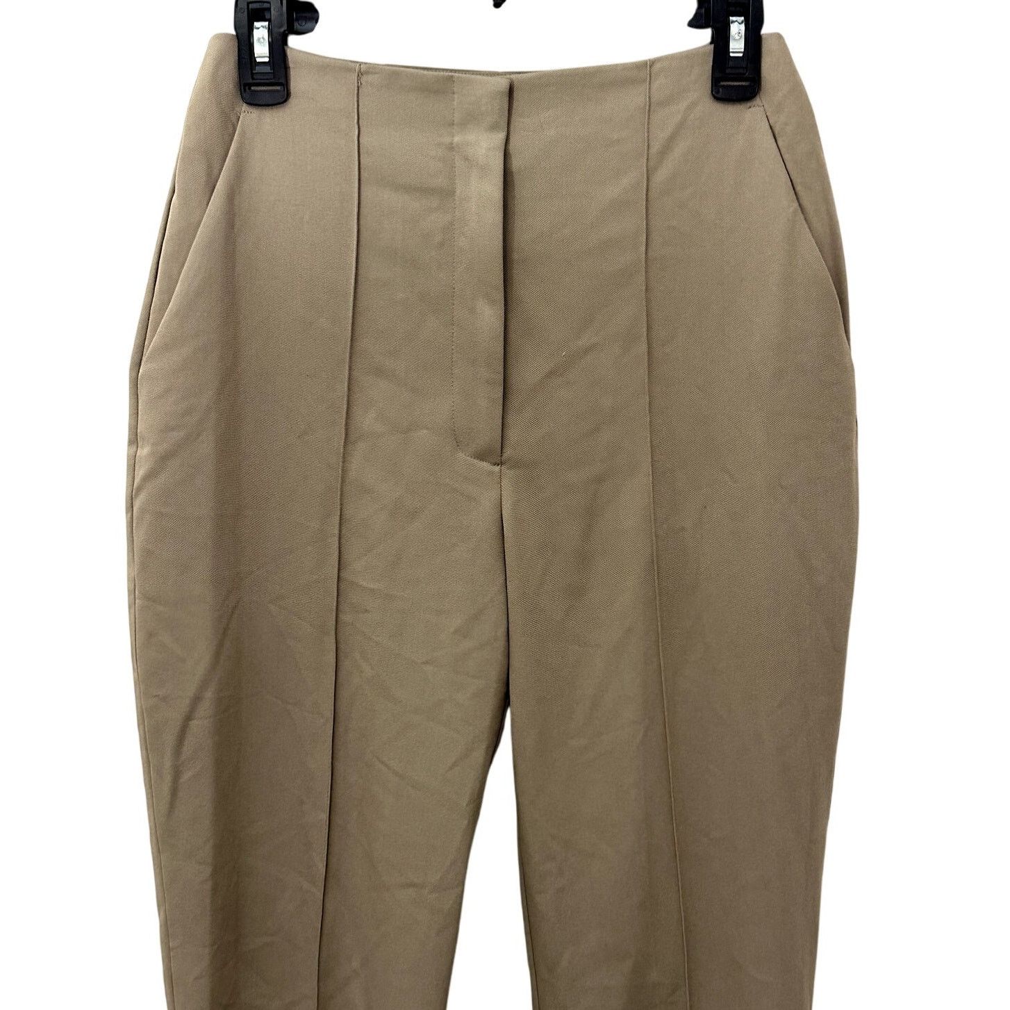 Topshop Topshop Crop Pants Slit Ankle Front Seam Tan/Beige Women's 4 Size 27" / US 4 / IT 40 - 2 Thumbnail