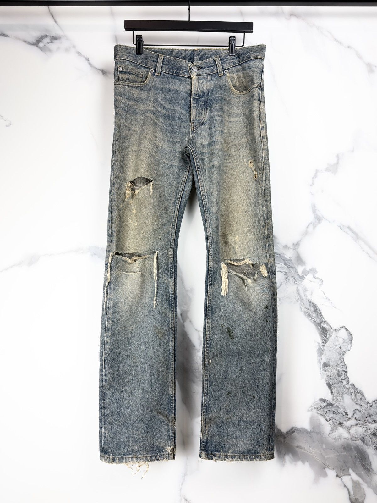 Helmut Lang AW99 Helmut Lang Thrashed Green Painter Denim Jeans Size US 32 / EU 48 - 1 Thumbnail