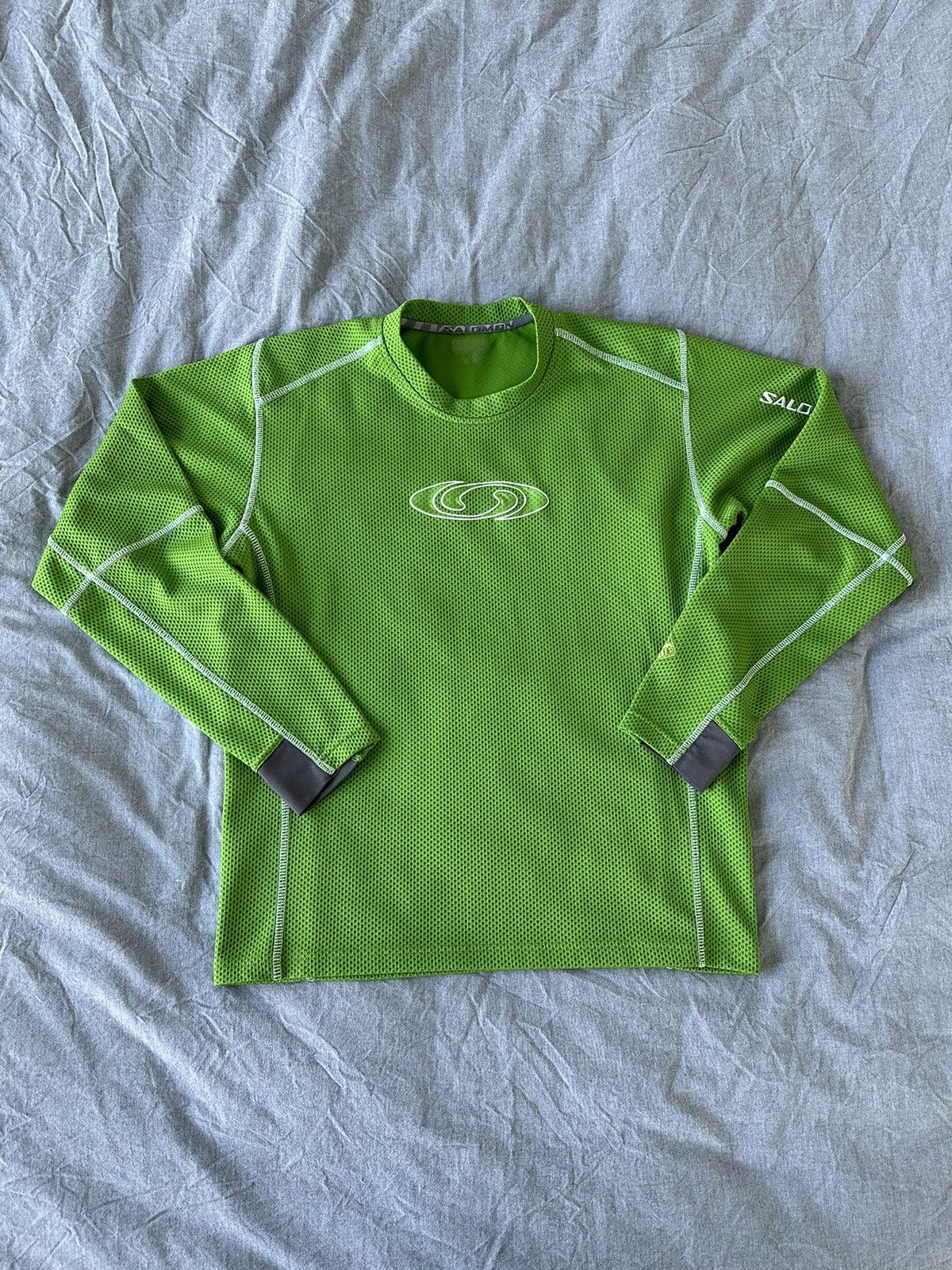 Image of Salomon Moto Mesh Crewneck Long Sleeve Jersey Lime Green Xt6, Men's (Size Small)