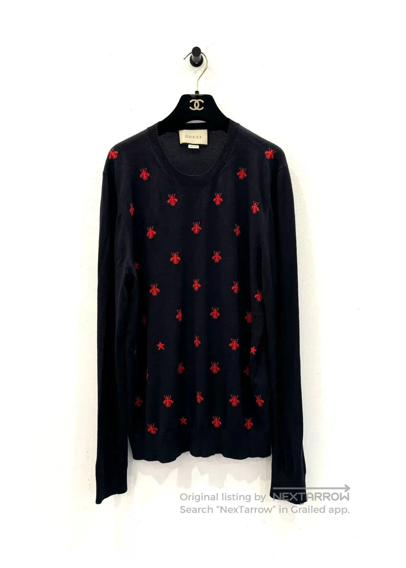 Gucci Gucci Red Bee Logo Men's Knit Sweater. Size US XL / EU 56 / 4 - 1 Thumbnail