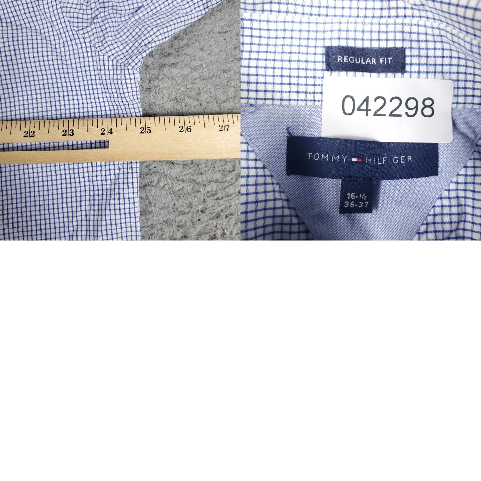 Tommy Hilfiger Tommy Hilfiger Dress Shirt Mens 16.5 Blue Check Long Sleeve Button-Up Classic American Preppy Size 42R - 8 Thumbnail