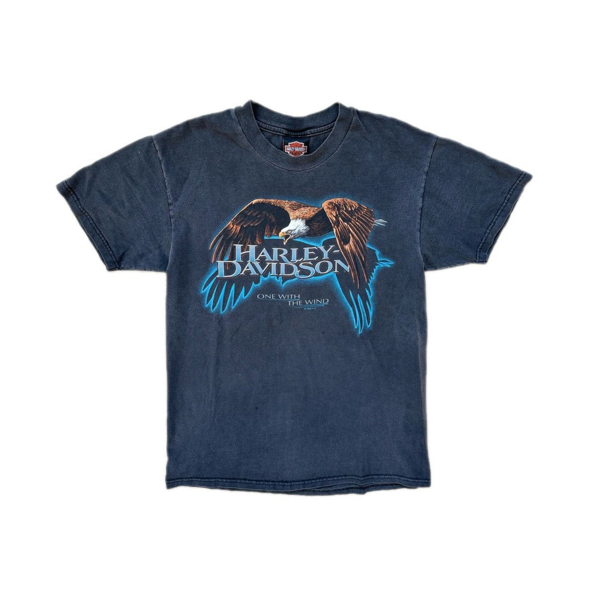 Harley Davidson × Vintage 90’s Harley-Davidson Eagle/Blue Glow Tee Size US M / EU 48-50 / 2 - 1 Thumbnail