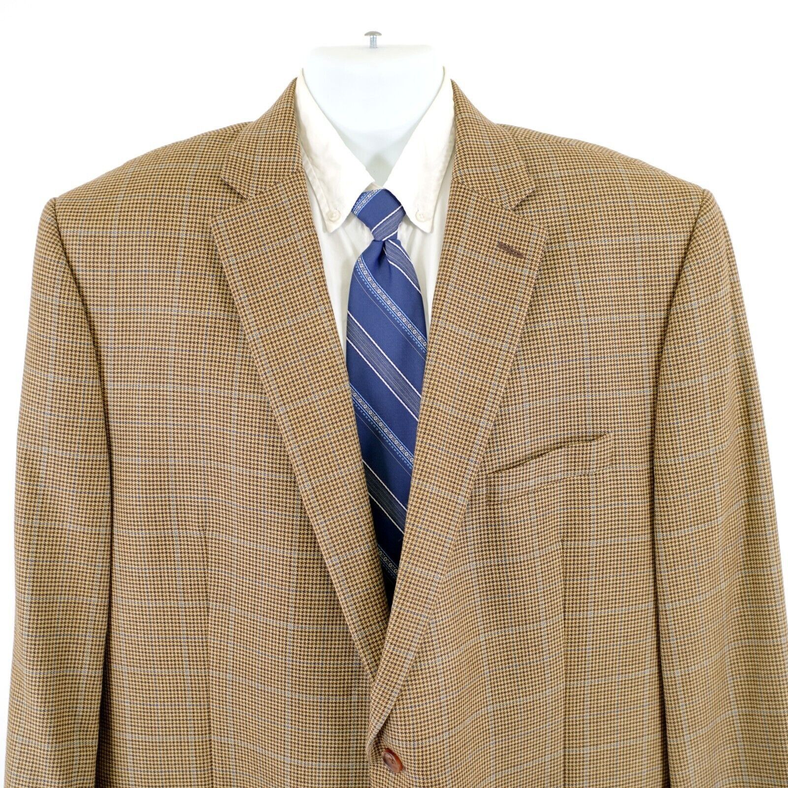 Lauren Ralph Lauren Lauren Ralph Lauren Wool Silk Brown Tan Hounstooth W/ Blue W Size 48L - 1 Thumbnail
