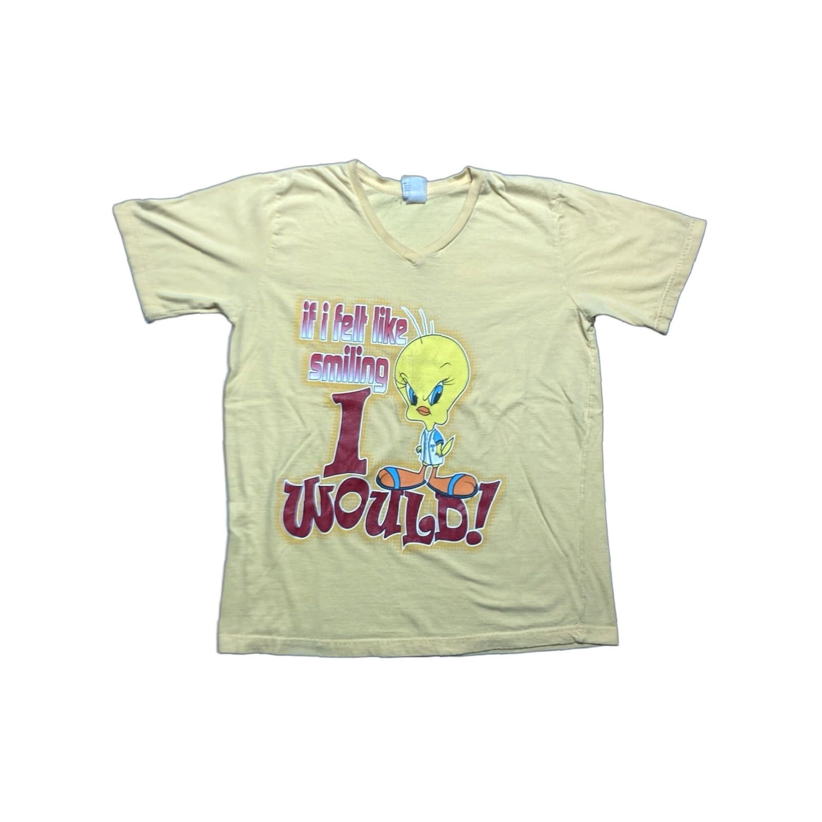 Vintage VINTAGE Tweety Bird Looney Tunes T-Shirt if I Felt Like Smiling V-Neck XXL Women Yellow T-Shirt Bird Tweety Womens XX L Size XXL / US 16-18 / IT 52-54 - 1 Thumbnail