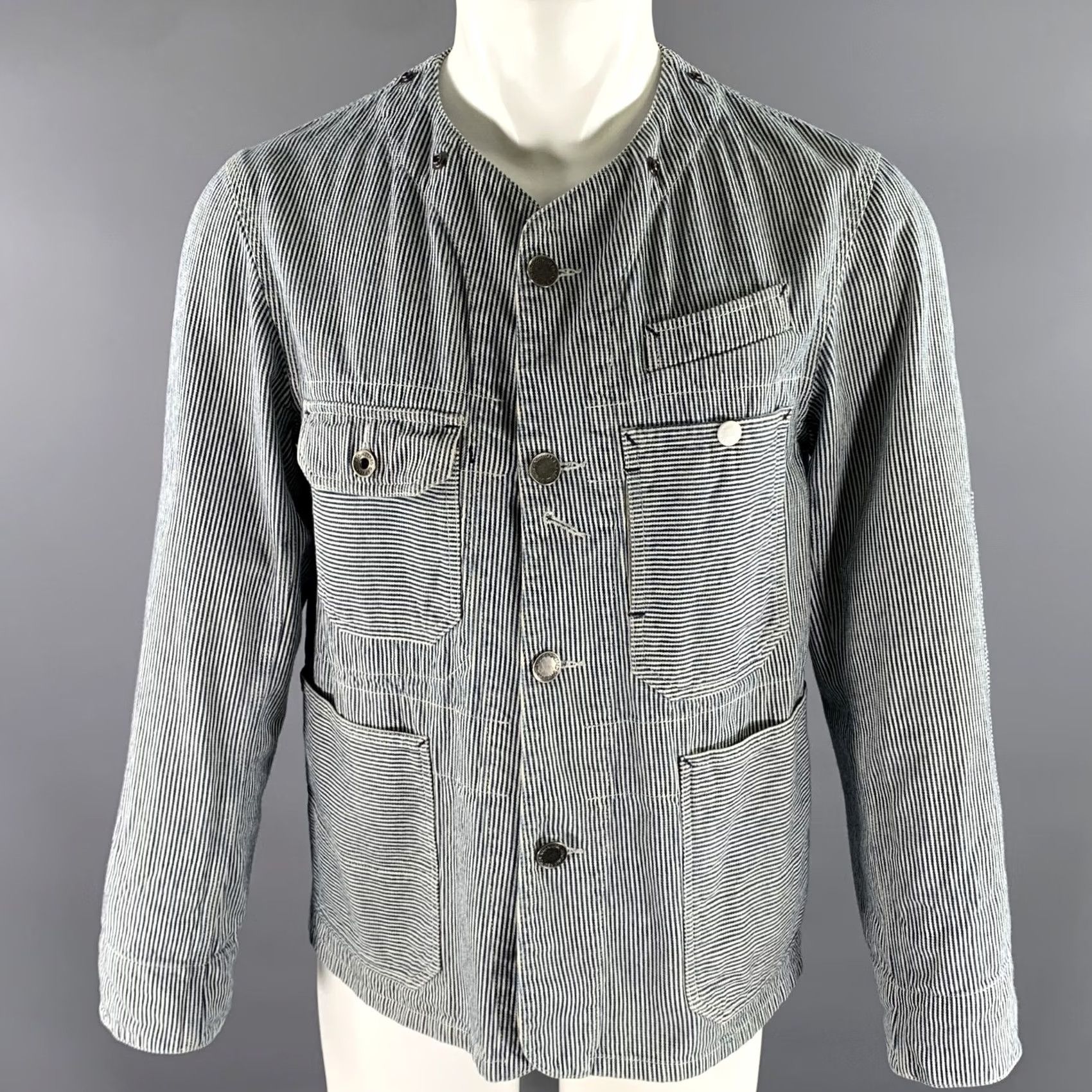 Engineered Garments ENGINEERED GARMENTS Hooded Jacket Size S White Blue Stripe Cotton Size US S / EU 44-46 / 1 - 5 Thumbnail
