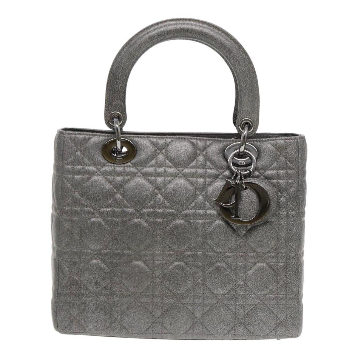 Dior Lady Silver Leather Handbag (Pre-Owned) Size ONE SIZE - 1 Thumbnail