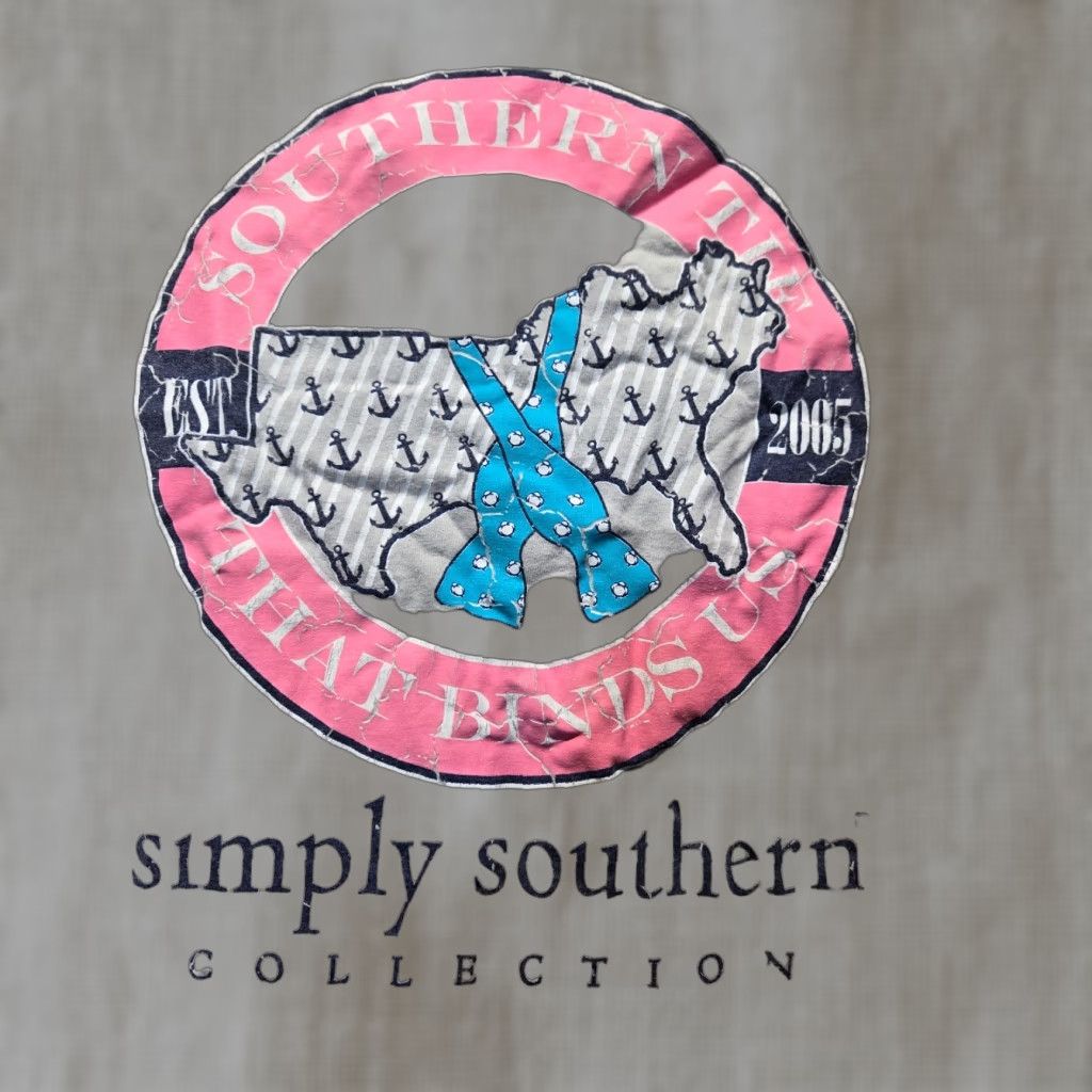 Vintage Simply Southern Women's S T-Shirt Blue Crew Neck Logo Preppy Casual KnIT Top Size S / US 4 / IT 40 - 1 Thumbnail