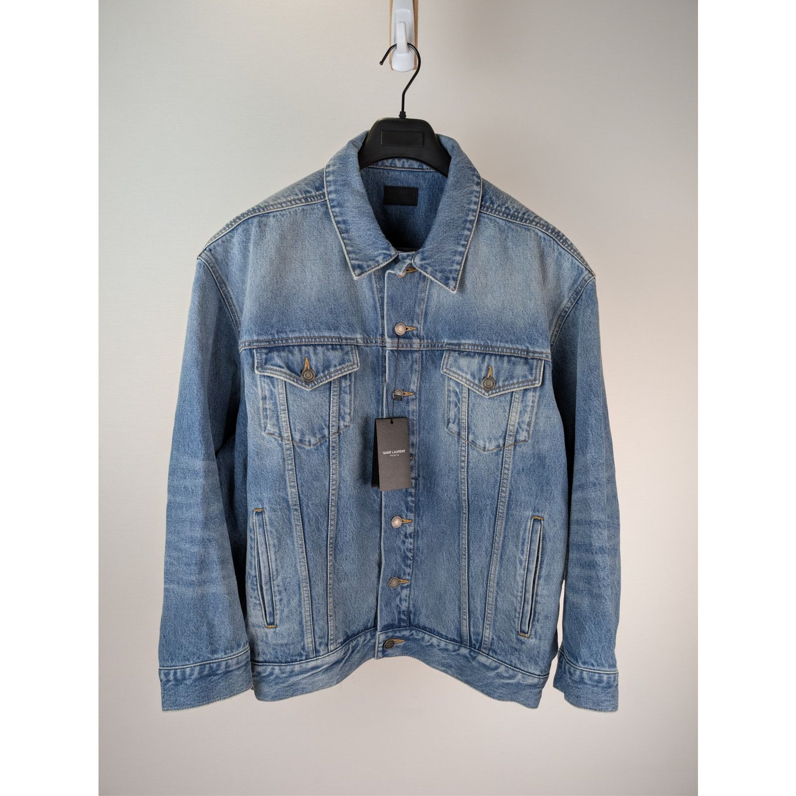Saint Laurent Paris o1rshd1 Egg Shape Denim Jacket in Plain Lake Medium Blue Size US S / EU 44-46 / 1 - 8 Thumbnail