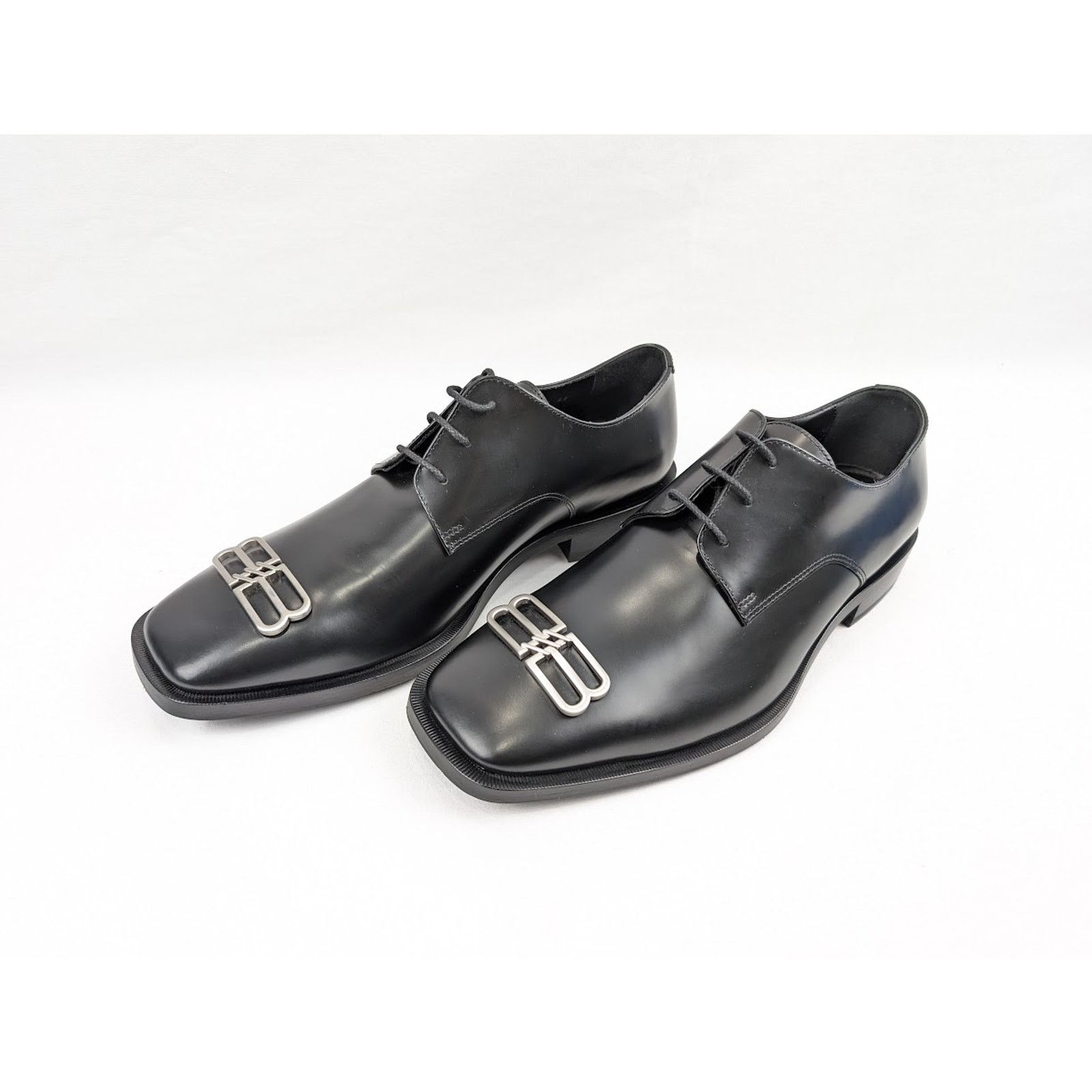 Balenciaga o1rshd1 Smooth Rim BB Icon Derbie Shoes in Black Size US 10 / EU 43 - 17 Thumbnail