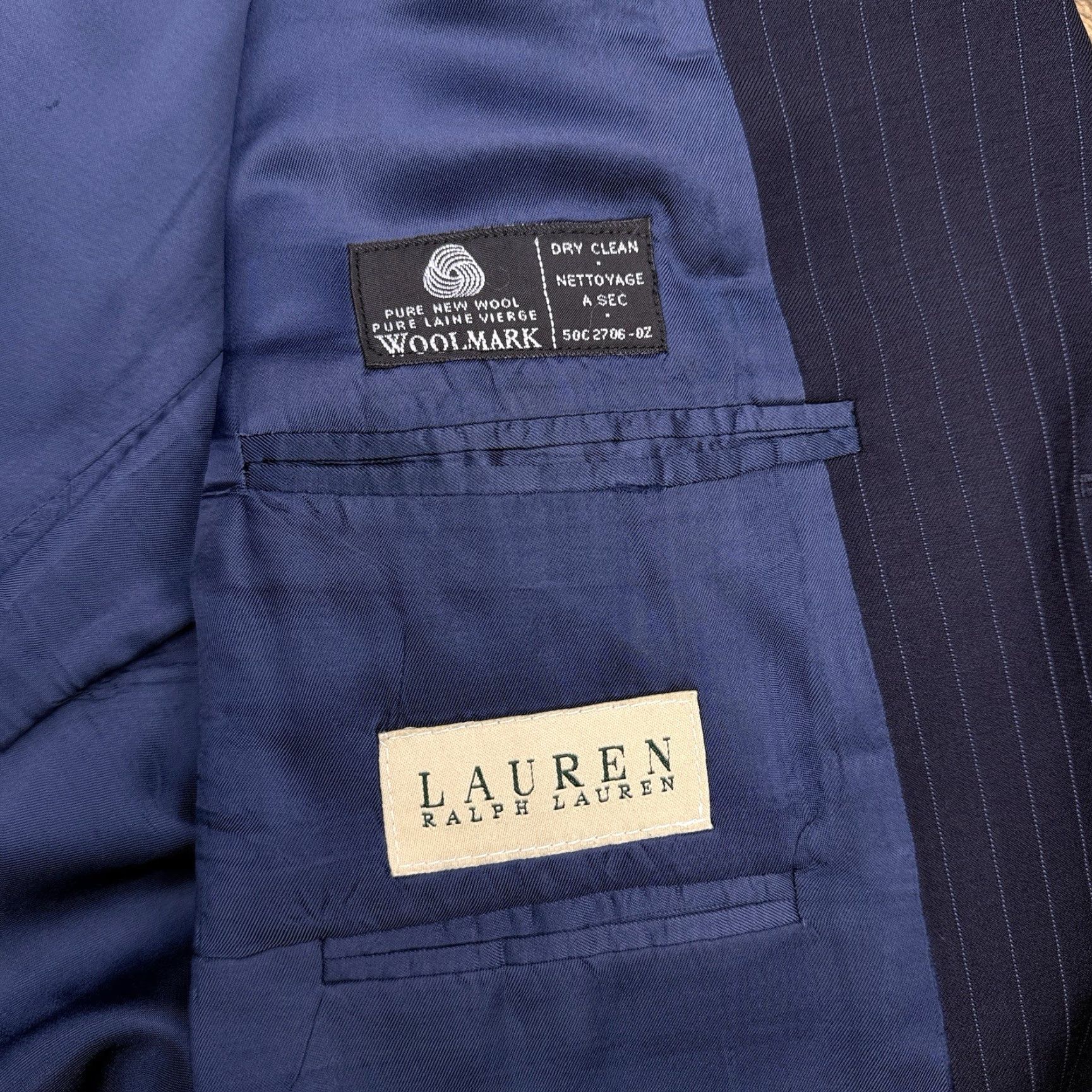 Ralph Lauren Lauren Ralph Lauren Suit Jacket Blazer Men 48 Long Navy Wool Striped Notch Lapel Two-Button Single-Breasted Dry Clean Only Size 48R - 4 Thumbnail