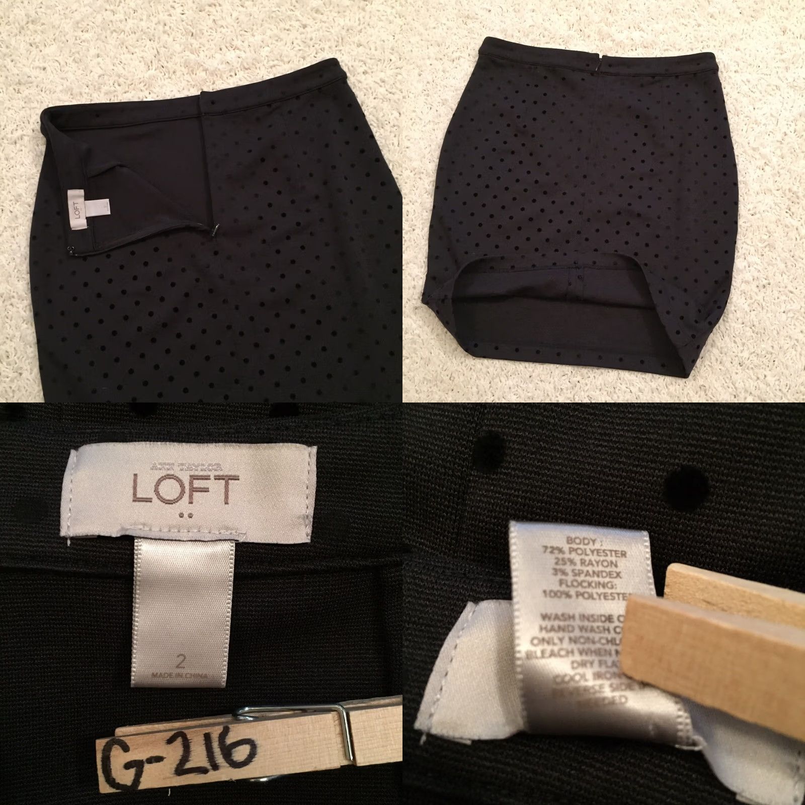 Loft LOFT Skirt Womens 2 Black Pencil Size Polka Dot Knee Length Stretchy Unlined Size 26" / US 2 / IT 38 - 8 Thumbnail