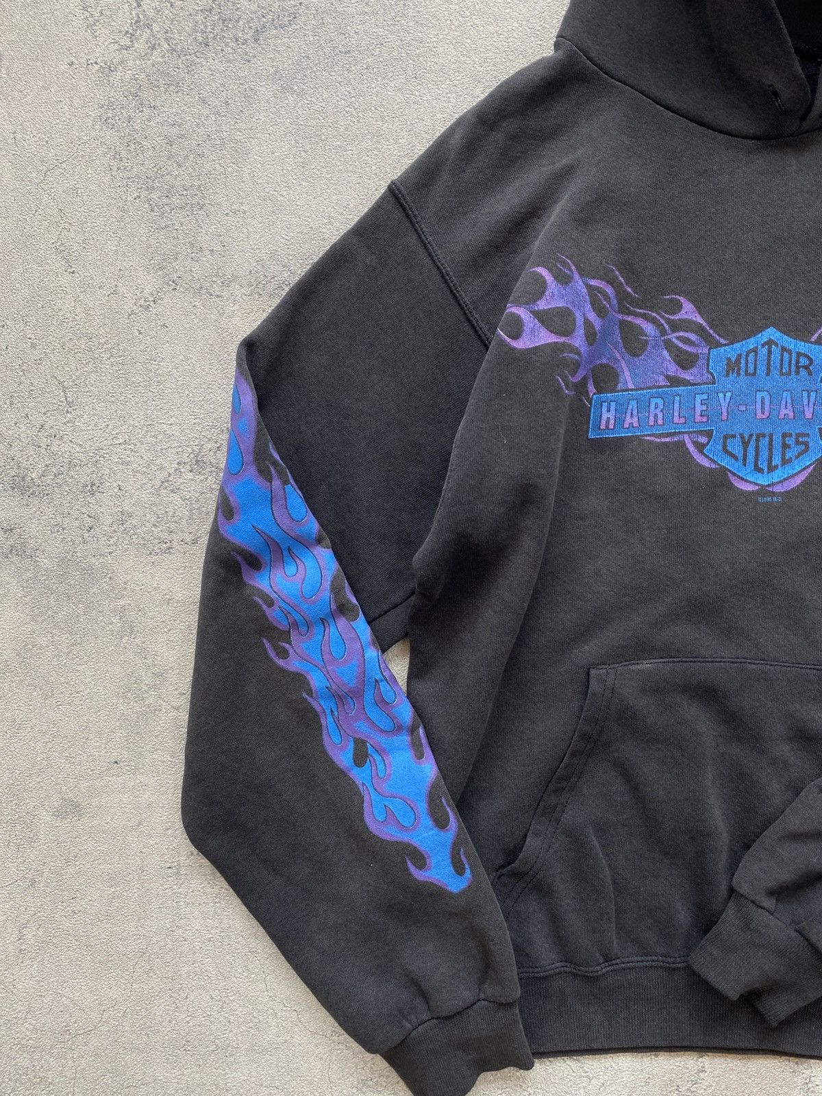 Harley Davidson Vintage Harley Davidson 98 Blue Purple Fire Hoodie Size US M / EU 48-50 / 2 - 3 Thumbnail