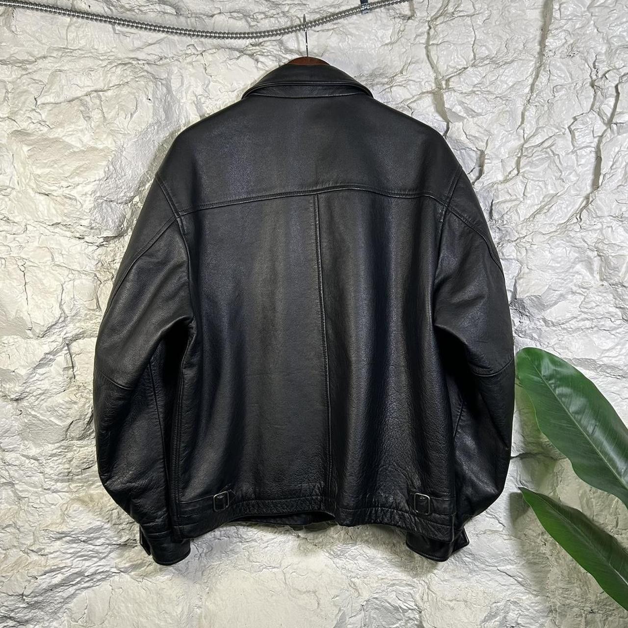 Vintage 90's GAP Black Leather Jacket Quilt Lined