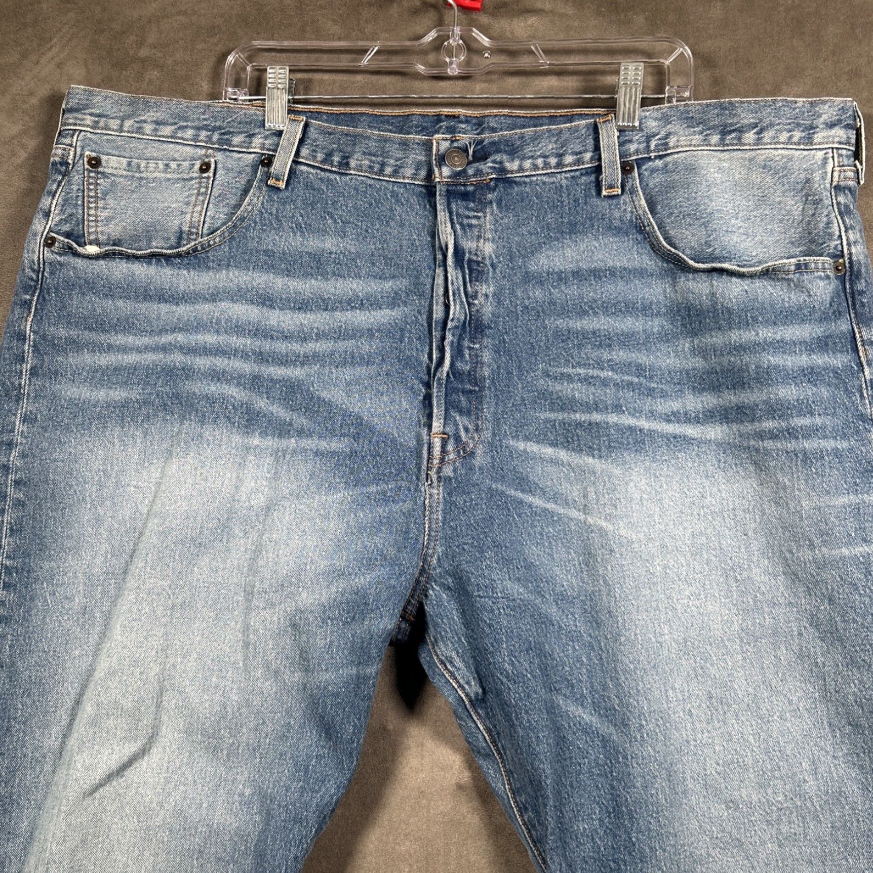 Levi's Levi's 501 Regular Fit Straight Jeans Mens 46X28 Blue Denim 5 Pocket Solid Cotton Jeans Size US 30 / EU 46 - 2 Thumbnail