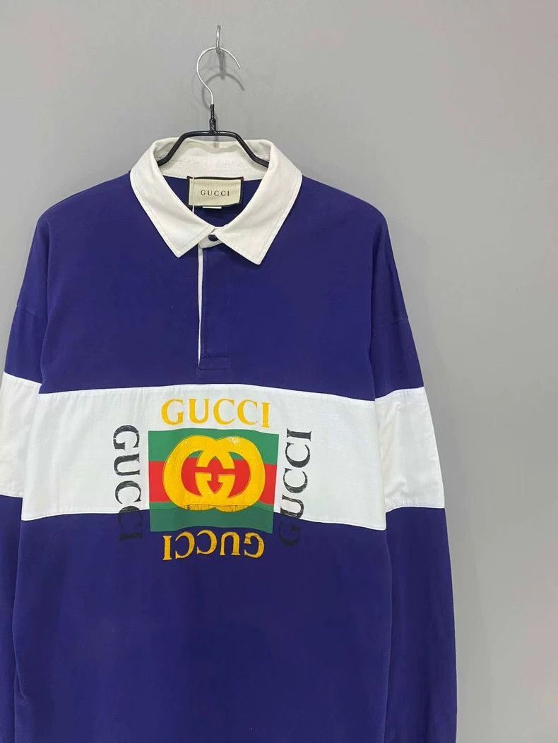 Gucci Gucci Blue and White Gucci Polo Shirt-2507 Size US XXL / EU 58 / 5 - 2 Thumbnail