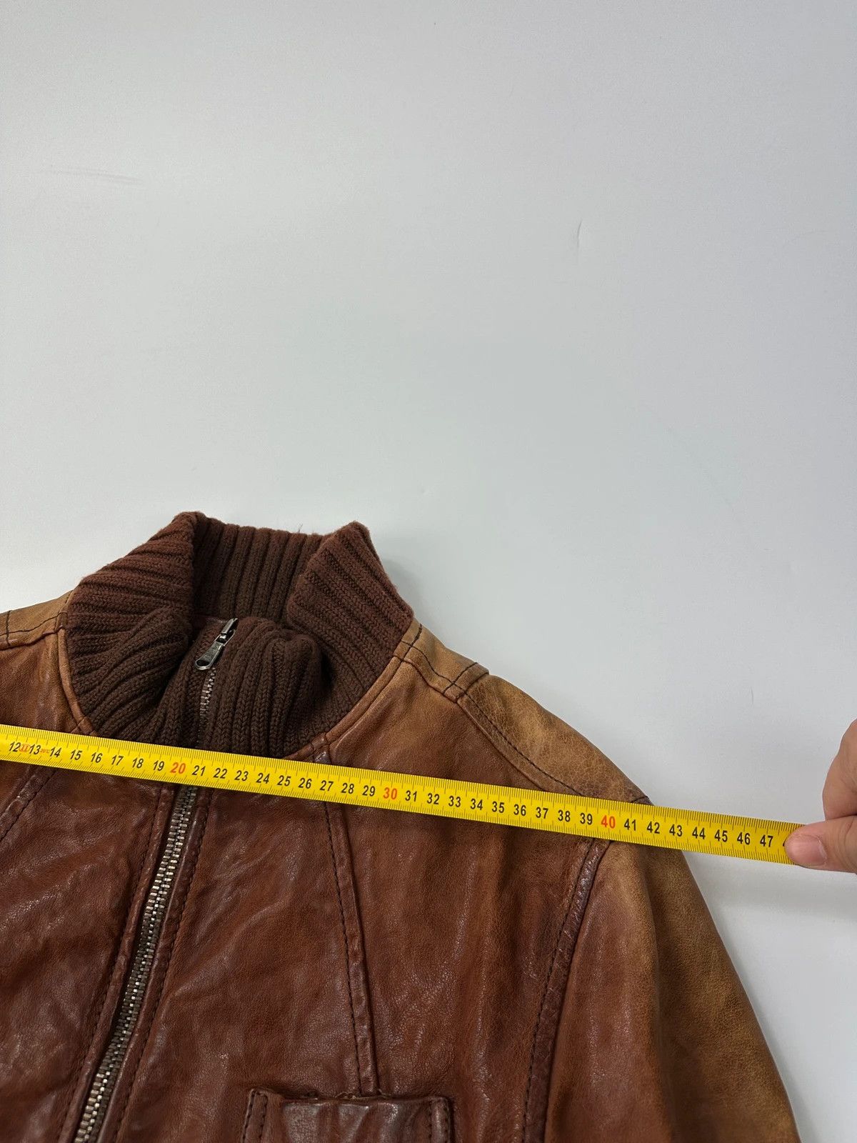 Dolce & Gabbana Dolce Gabbana Brown Faded Chunky Wool Collar Leather Jacket Size US S / EU 44-46 / 1 - 14 Thumbnail