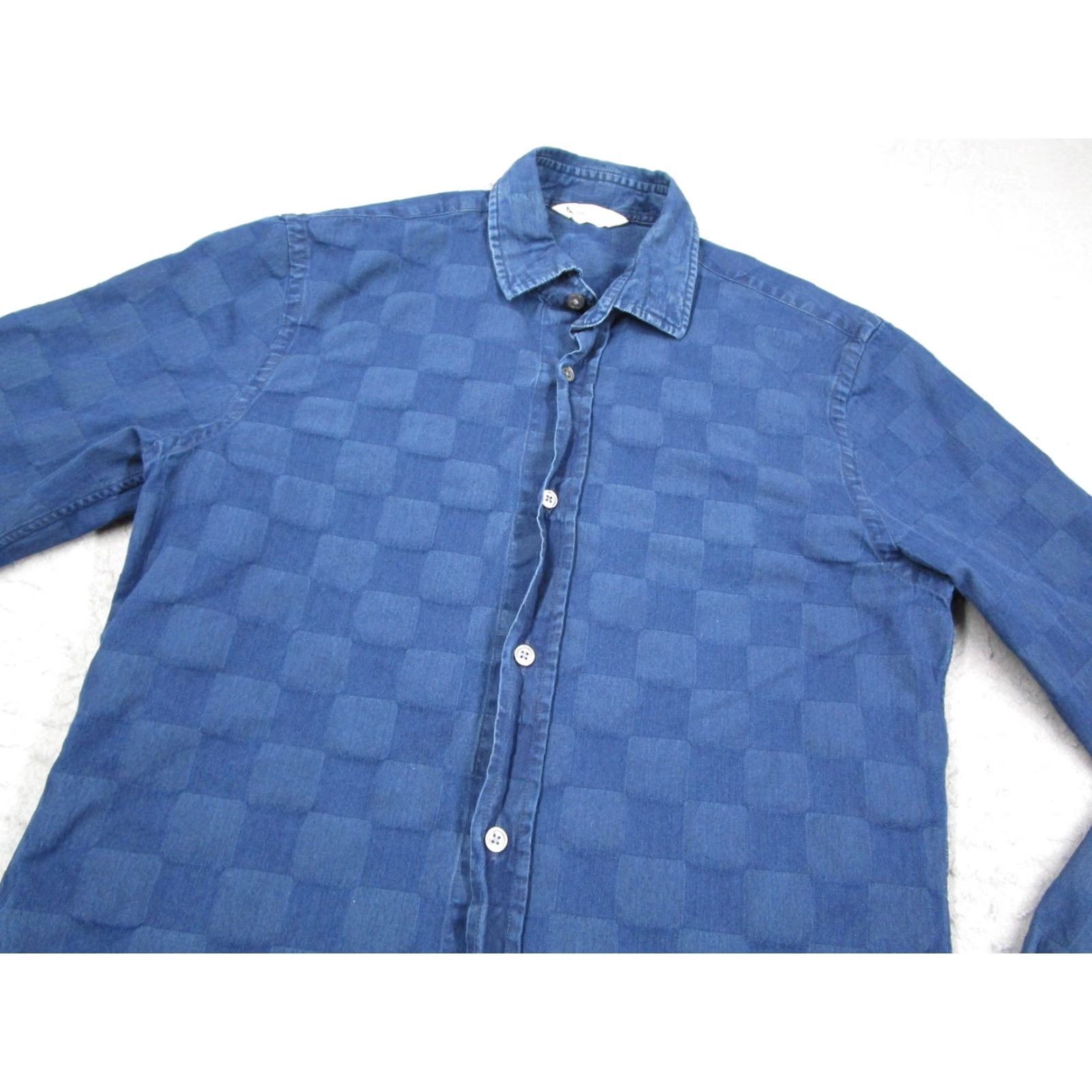 NN07 NN07 Navy Blue Checkered Button-Up Shirt Mens Small Long Sleeve Casual Preppy Size US S / EU 44-46 / 1 - 2 Thumbnail