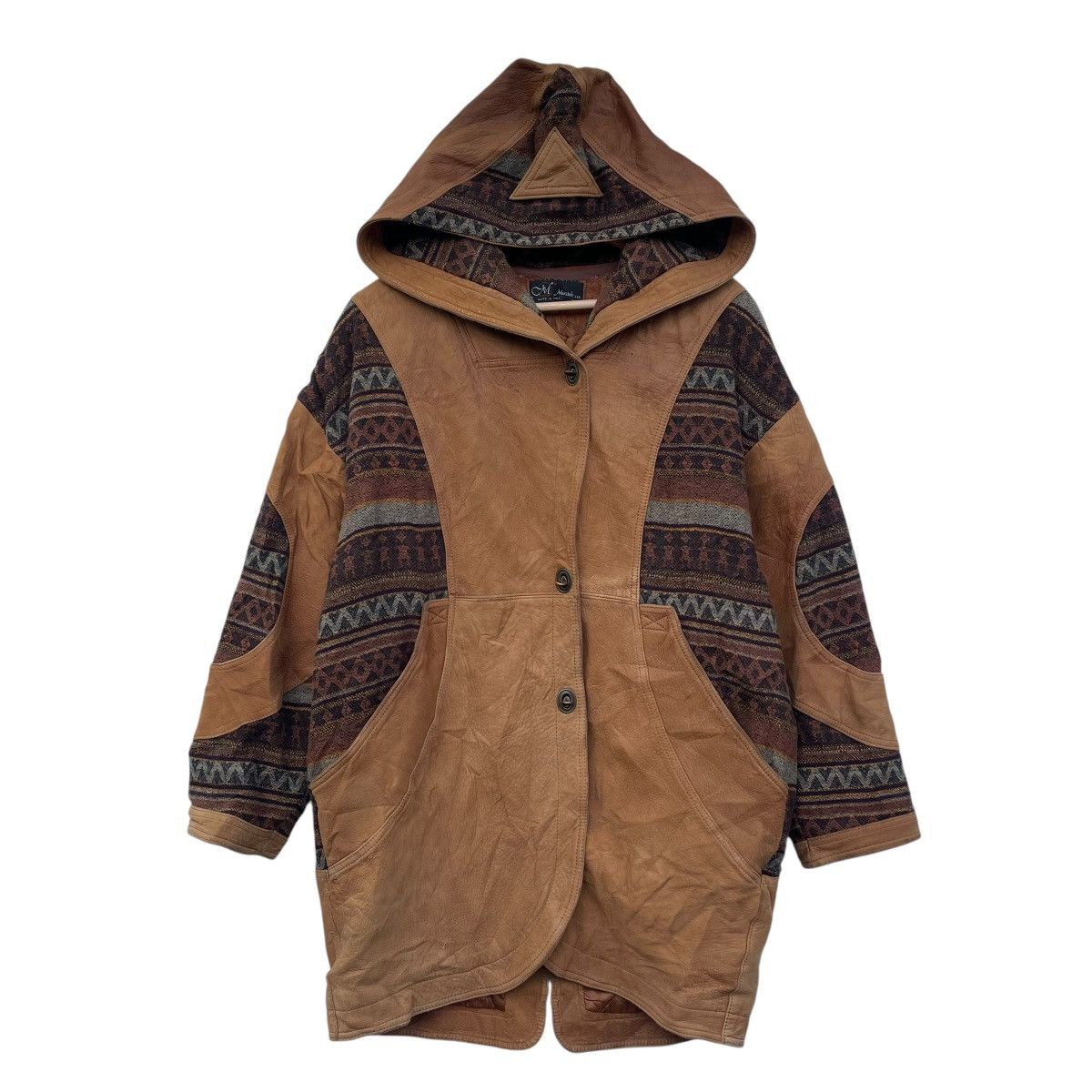 Genuine Leather 💥Vintage Marziale Patchwork Leather Hooded Jacket Size US M / EU 48-50 / 2 - 1 Thumbnail