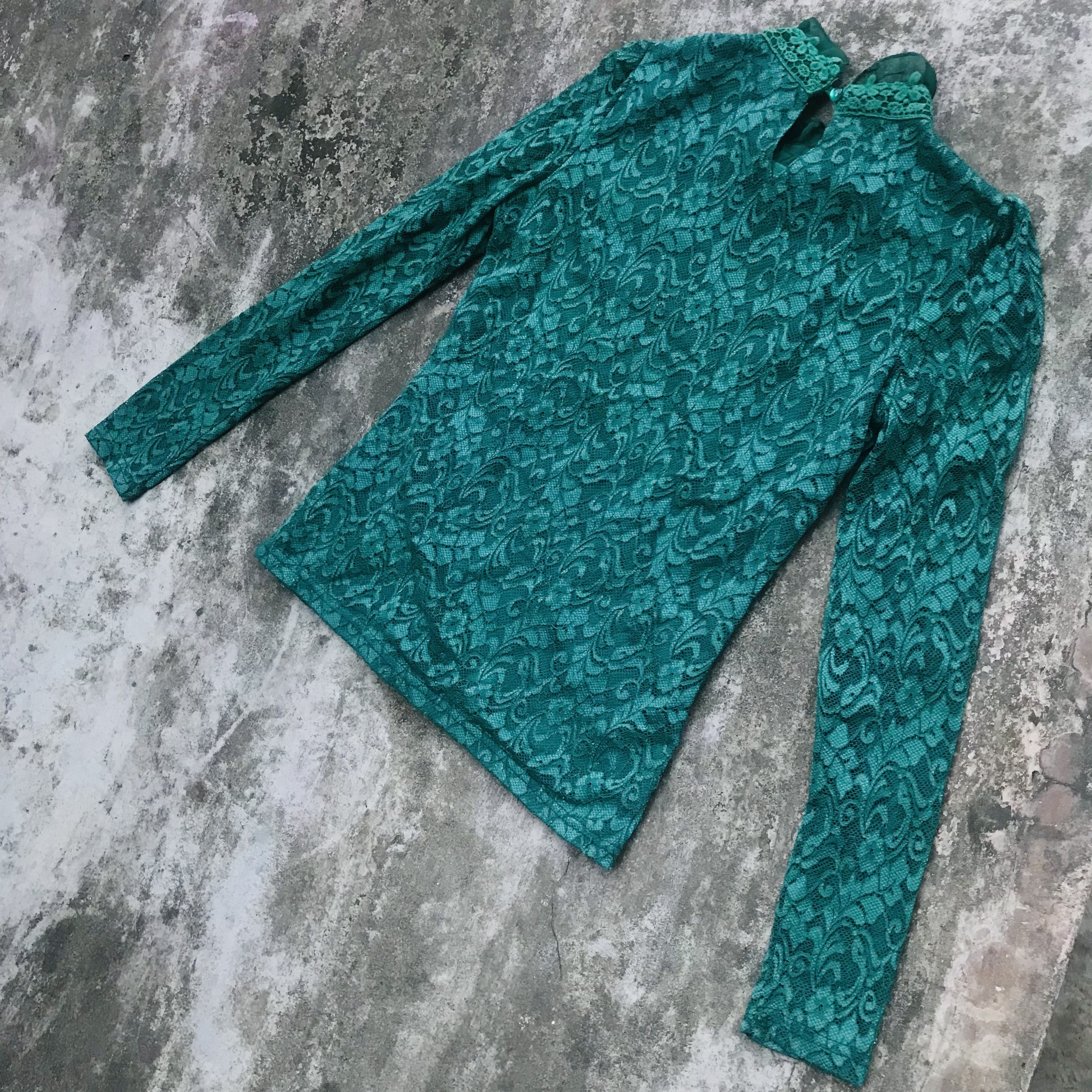 Japanese Brand × Vintage Japanese Monochrome Jade Lace Blouse Size M / US 6-8 / IT 42-44 - 6 Thumbnail