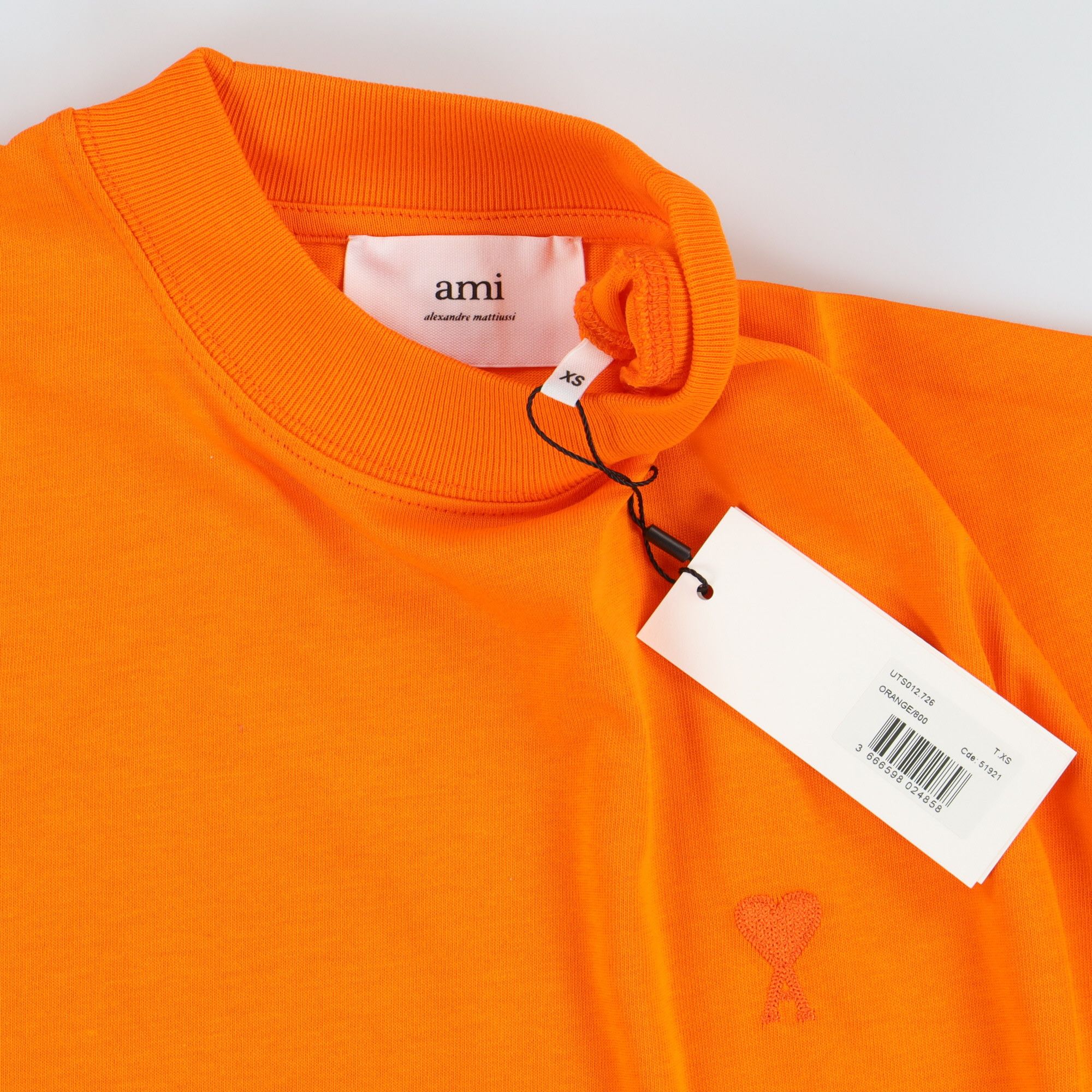 AMI Orange Ami De Couer Logo Oversized T-Shirt Size XS / US 0-2 / IT 36-38 - 5 Thumbnail