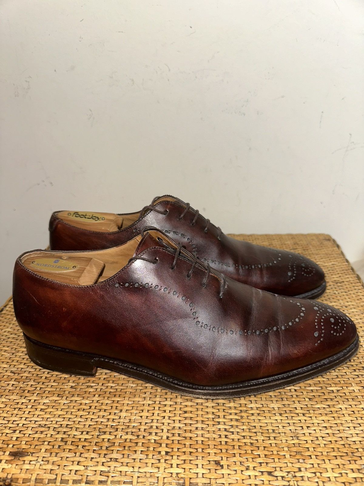 Bontoni BONTONI Men’s Size 11 Whole Cut Brogue Brown Leather Size US 11 / EU 44 - 4 Thumbnail