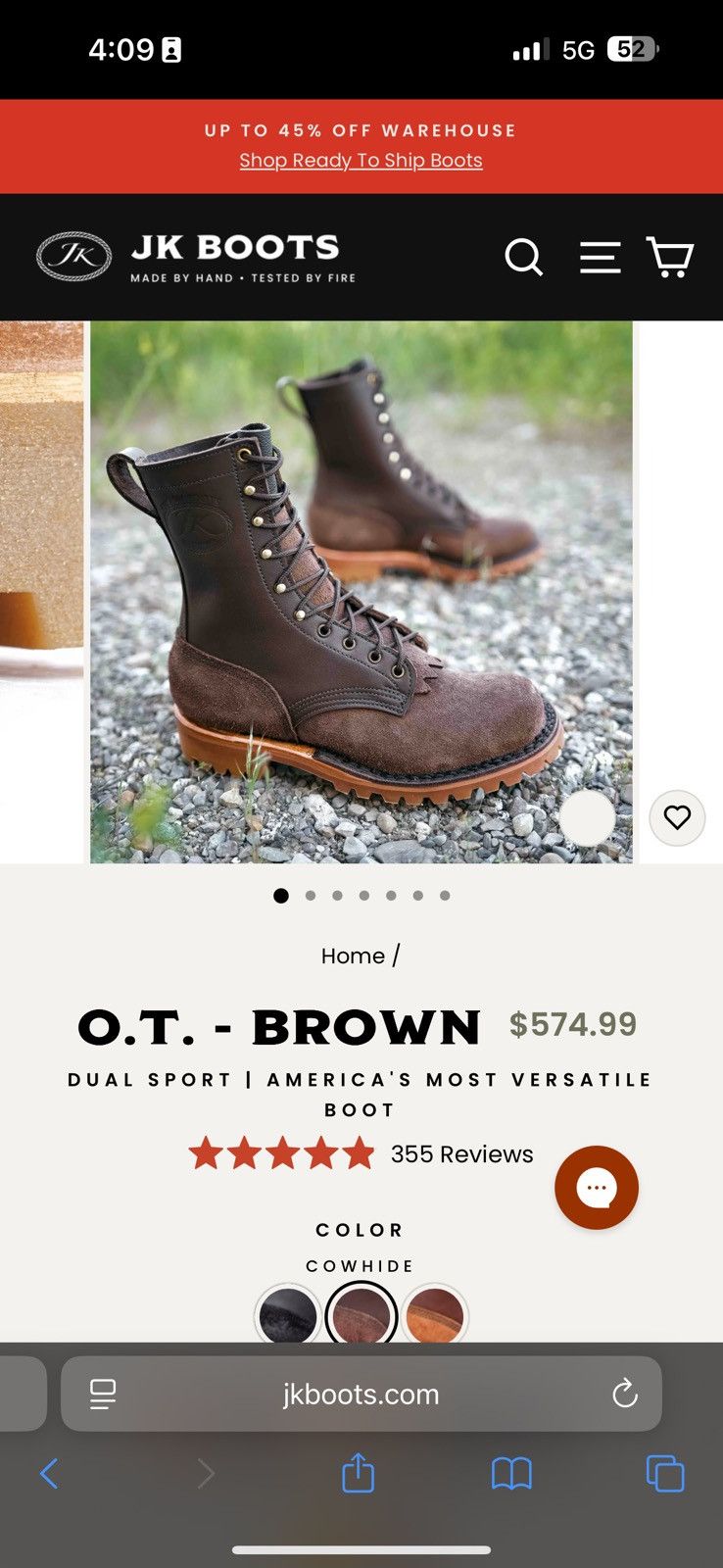 JK Boots JK OT Boots BRAND NEW Size 8 3E Size US 8 / EU 41 - 8 Thumbnail