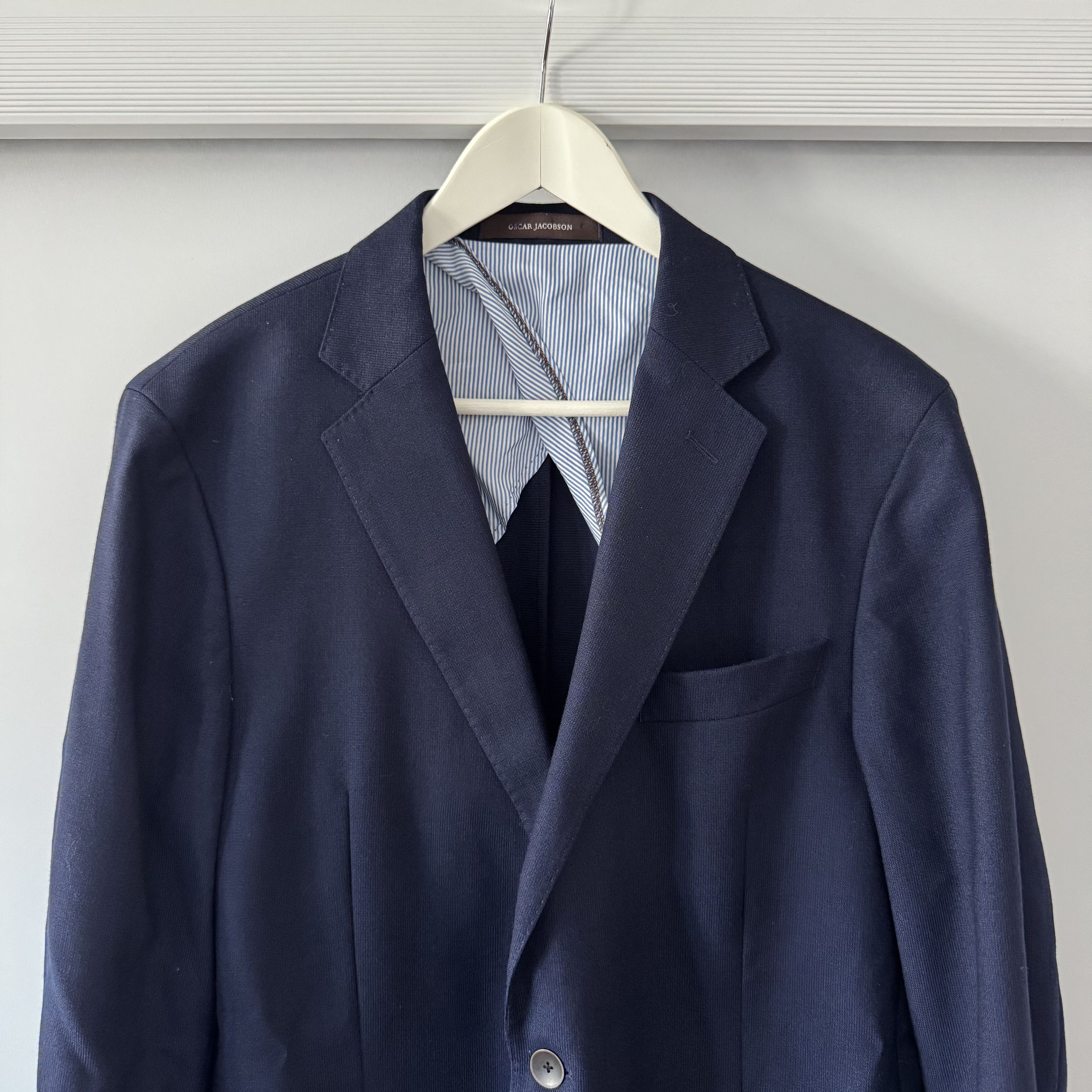 Oscar Jacobson Men's Oscar Jacobson Einar Navy Blue Wool Blazer Size 54 Size 54R - 5 Thumbnail