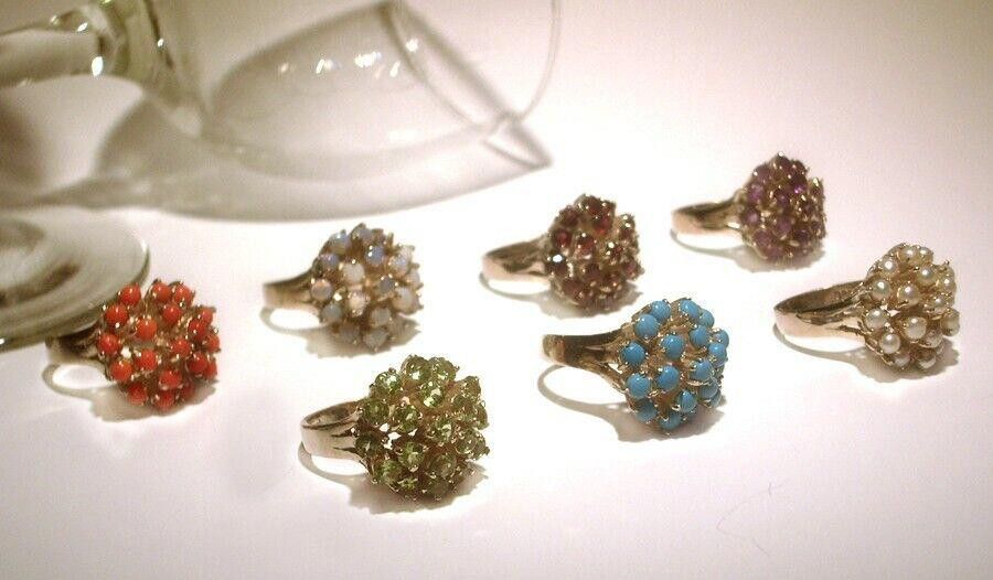 Designer Round Cluster 18ktGold Vermeil Sterling Silver Cocktail Ring Size ONE SIZE - 4 Thumbnail