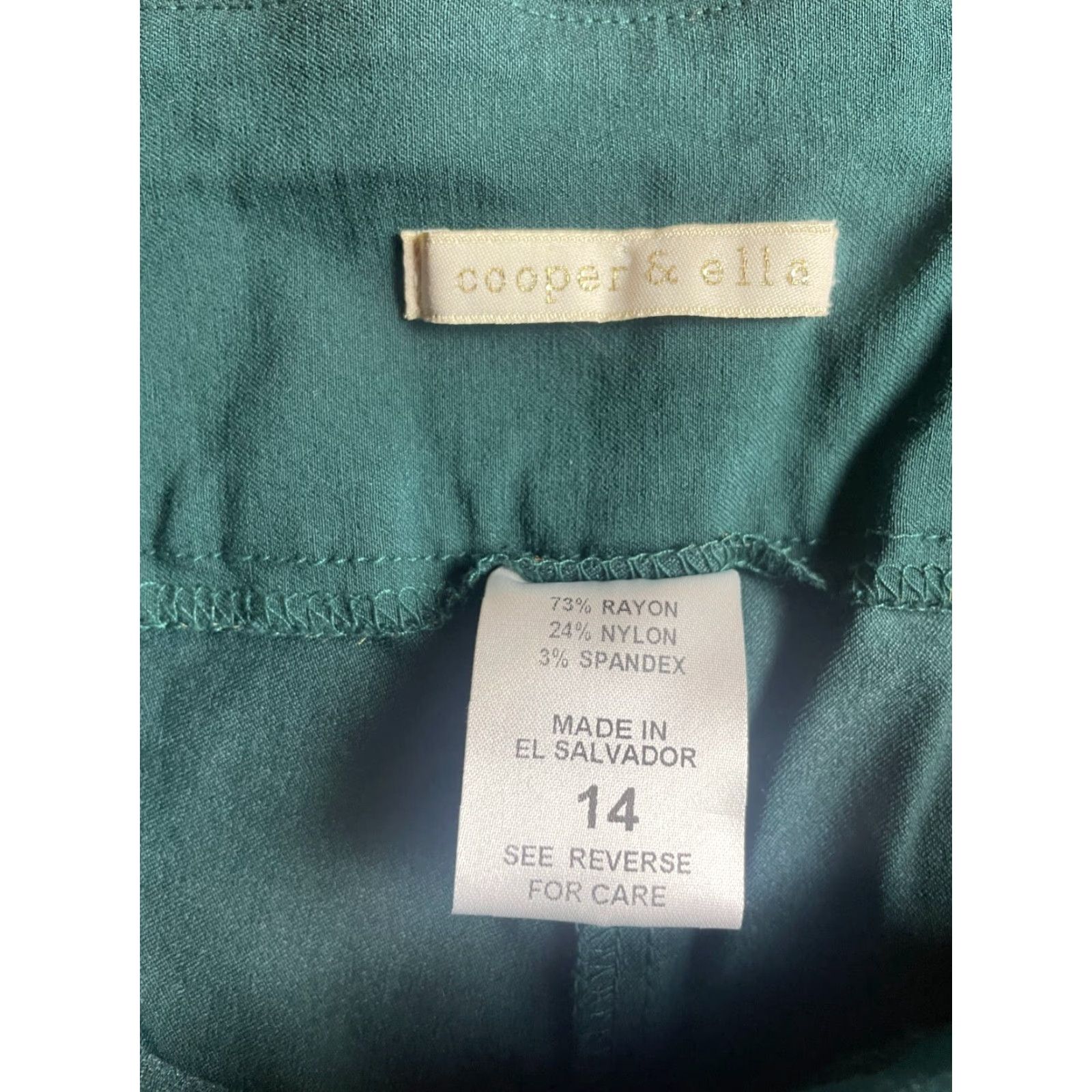 Vintage Cooper & ella Pants Women Dress Pants Green Pull On 14 Regular Ensemble Womens Size 36" / US 14 / IT 50 - 7 Thumbnail