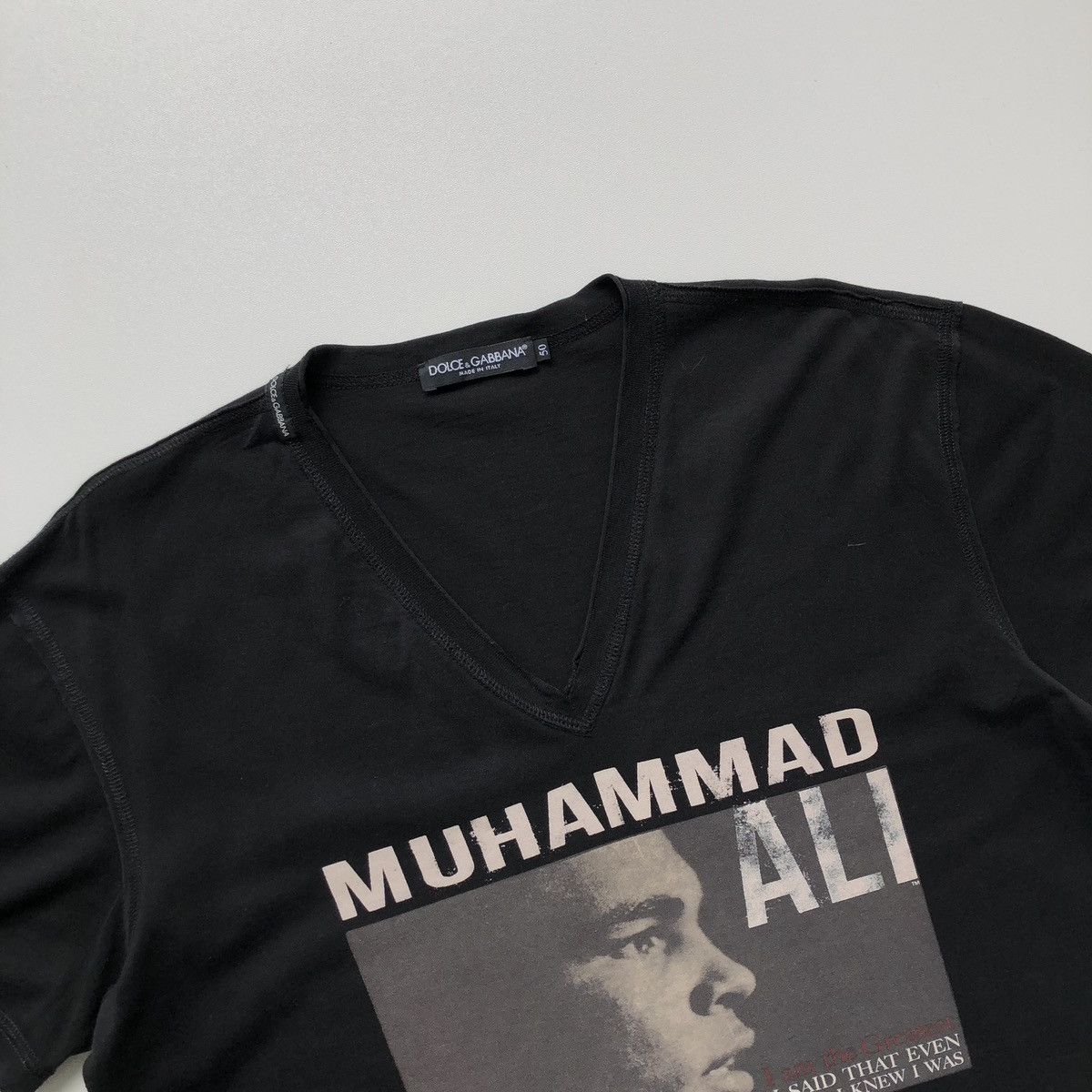 Dolce & Gabbana Dolce & Gabbana Muhammad Ali Printed V-Neck T-Shirt Black Size US M / EU 48-50 / 2 - 2 Thumbnail