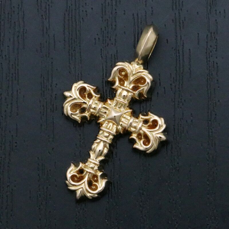 image of Chrome Hearts Tiny Filigree Cross Pendant Charm in Gold, Men's