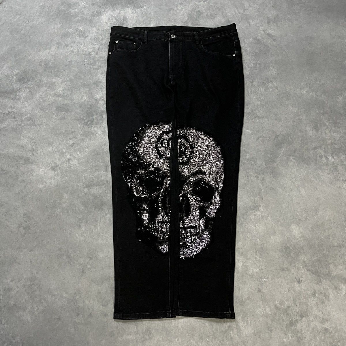 Japanese Brand Rhinestone Skull Embellished Denim Punk Rock Luxury Jeans Size US 38 / EU 54 - 1 Thumbnail