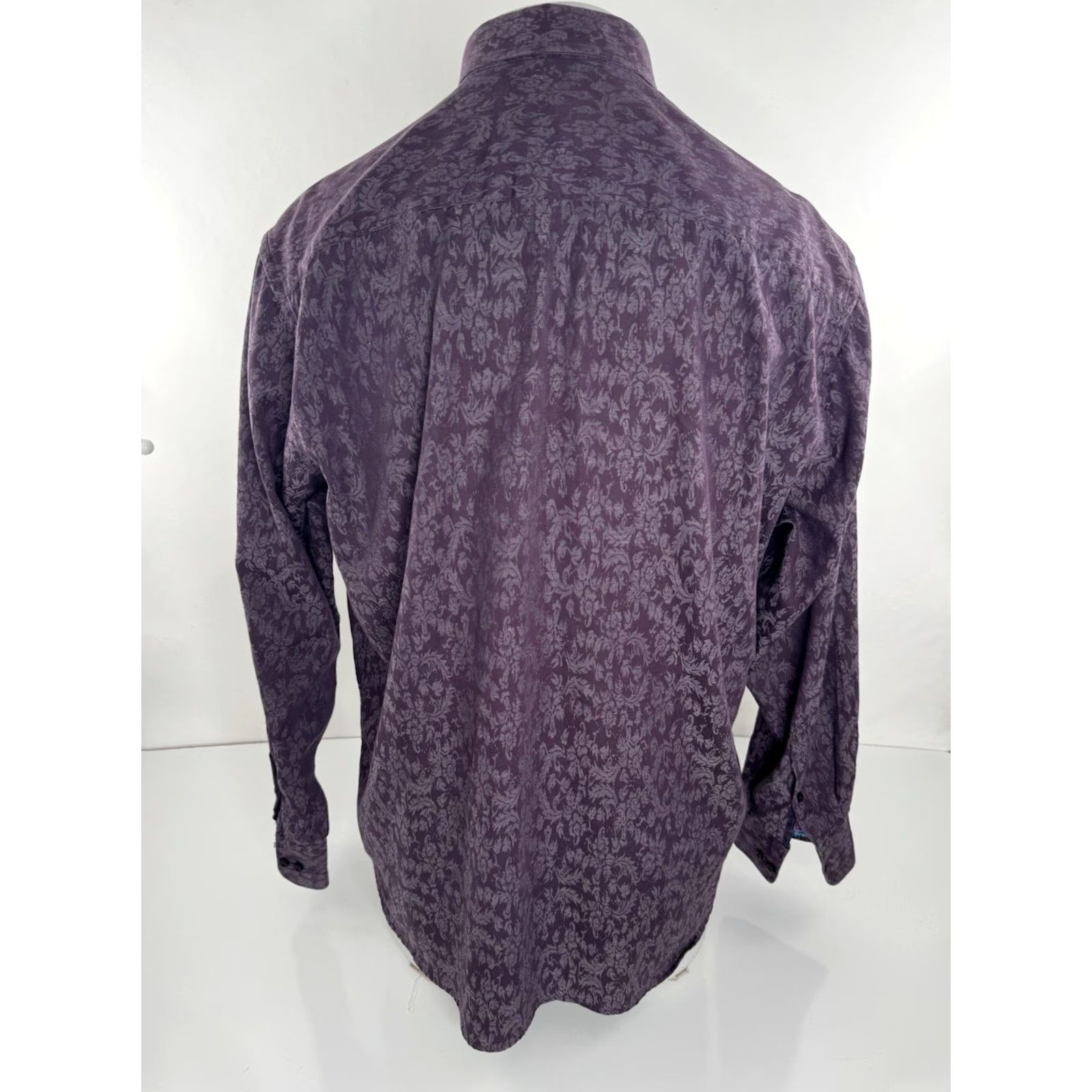 Vintage DAVID SMITH Australia - Paisley Floral Mens XL Flip Cuff Shirt Shirt Mens XL Burgundy Floral Button-Up Long Sleeve Size US XL / EU 56 / 4 - 4 Thumbnail