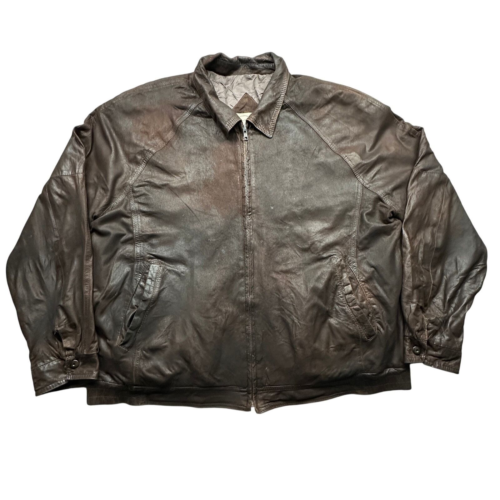 Remy Remy Leather Bomber Full Zip Bomber Jacket Mens XL 46 Brown Size US XL / EU 56 / 4 - 1 Thumbnail