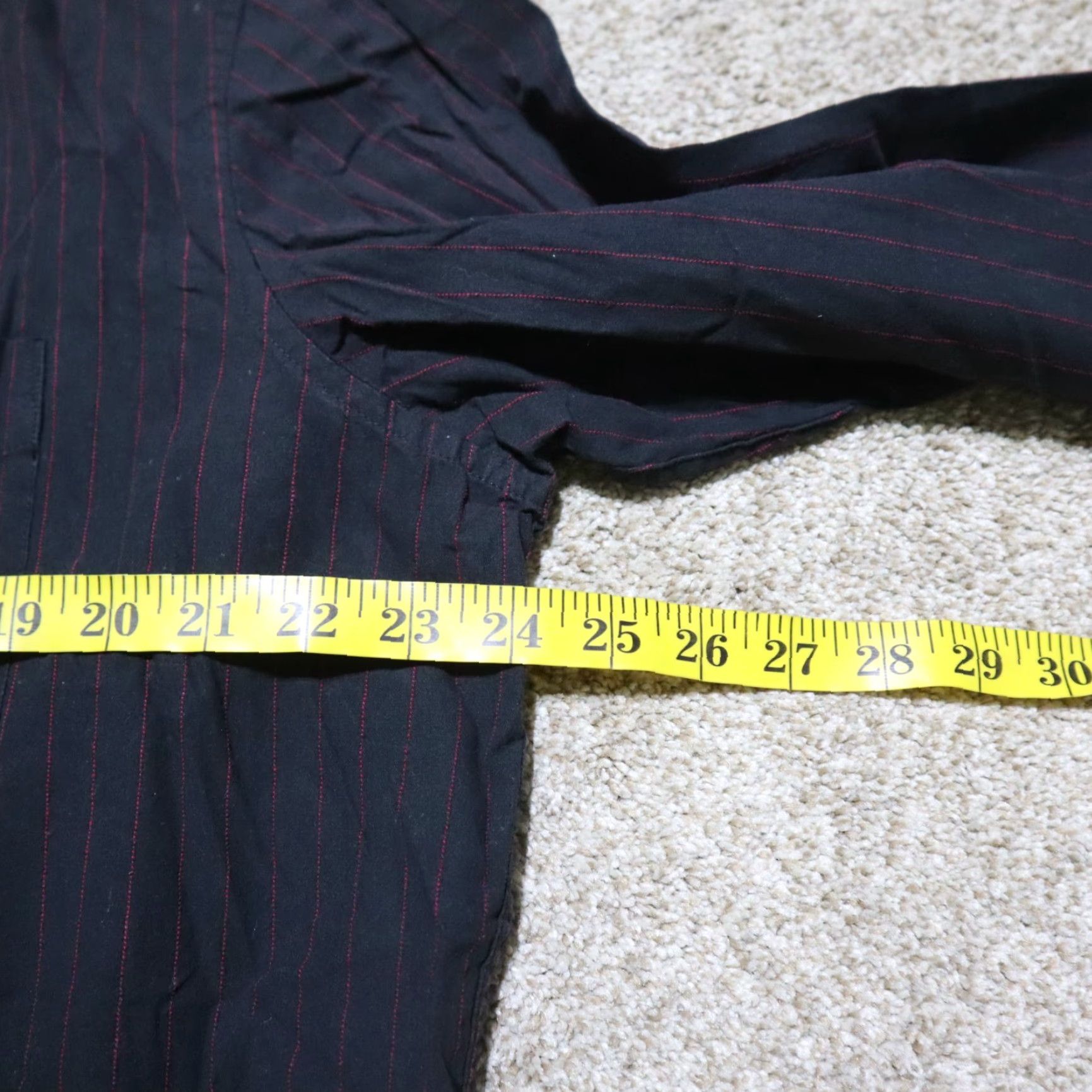 George VINTAGE George Shirt Adult XL Black Striped Button-Up Long Sleeve 46-48 Mens Size 46R - 5 Thumbnail