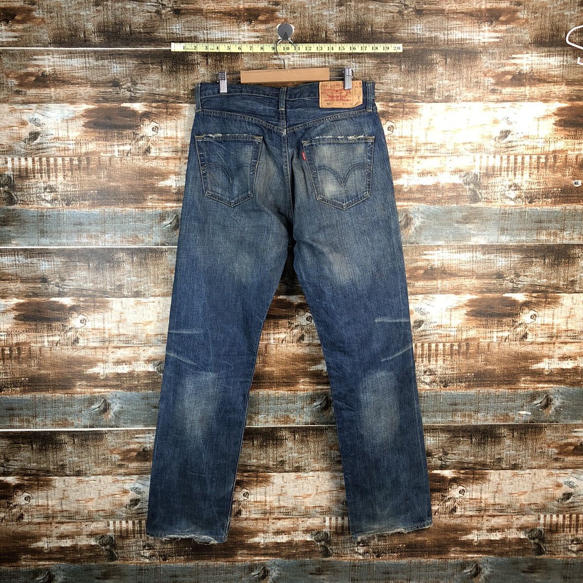 Levi's Levis 501 Blue Distressed ripped Denim jeans Pants #A2606 Size US 32 / EU 48 - 16 Thumbnail