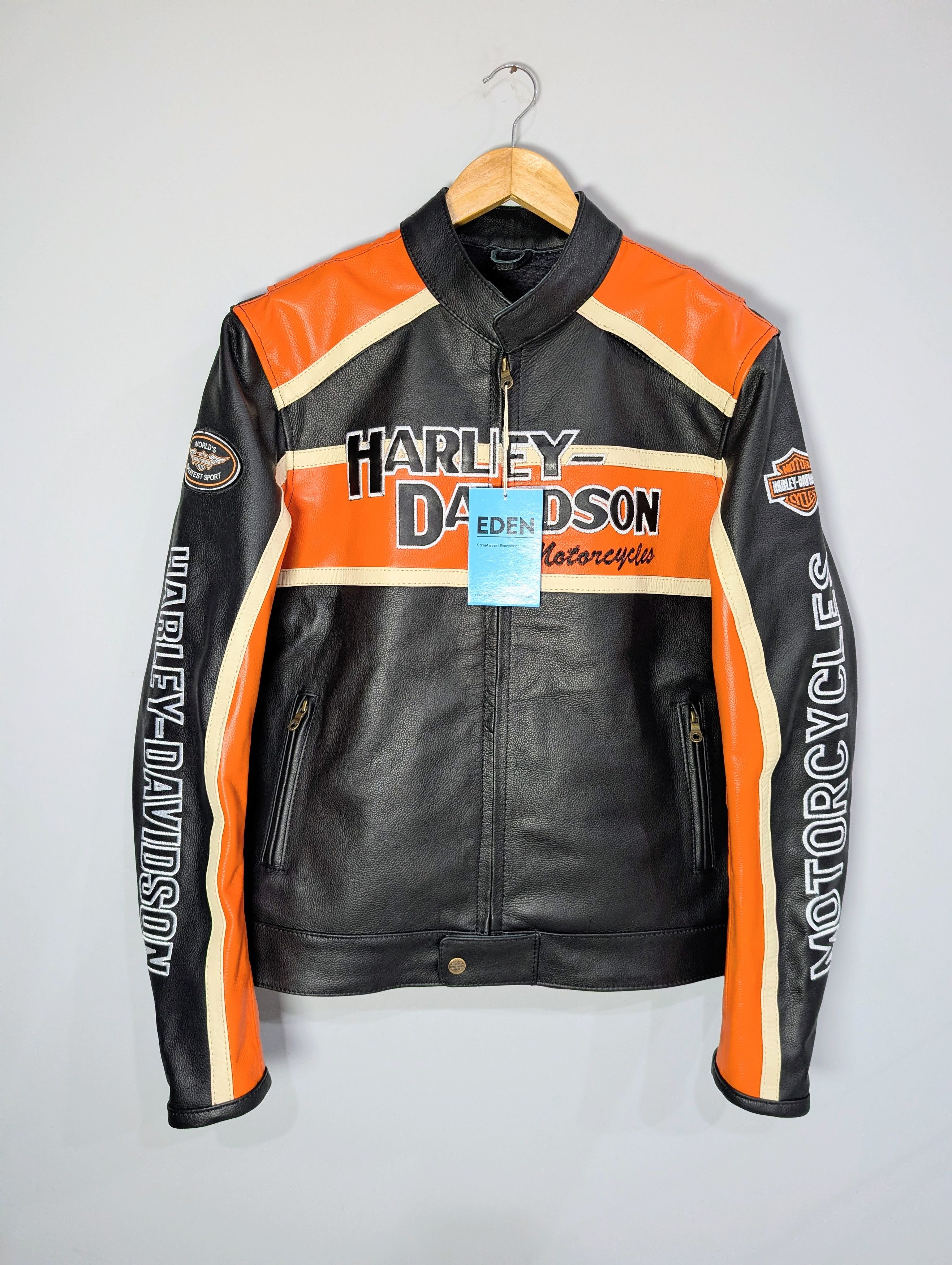 Vintage 🔥Harley Davidson🔥 Vintage 90s Leather Jacket Rare Size S / US 4 / IT 40 - 1 Thumbnail
